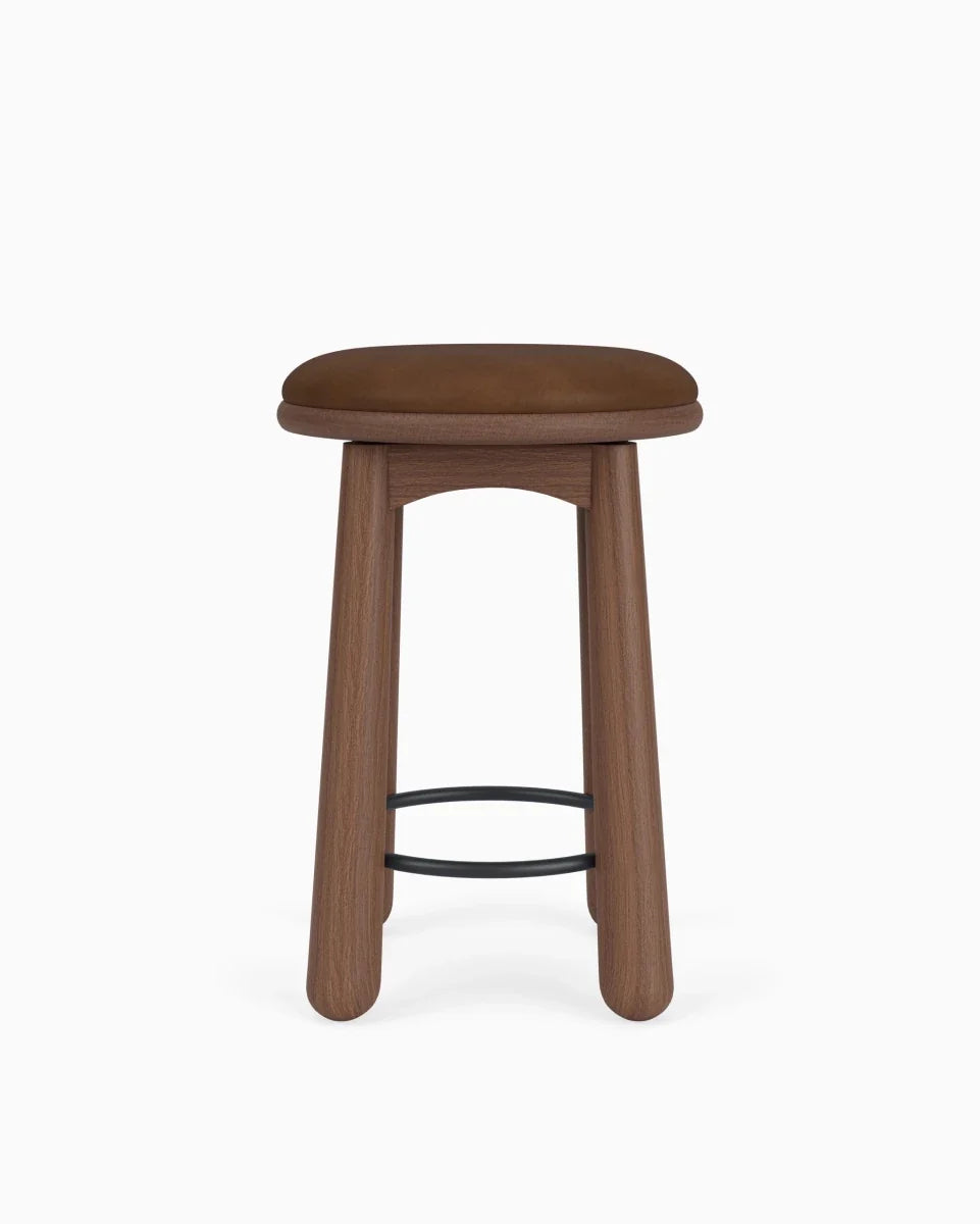 Chestnut Brown Leather Seat / Walnut / Counter (24.5" Height)