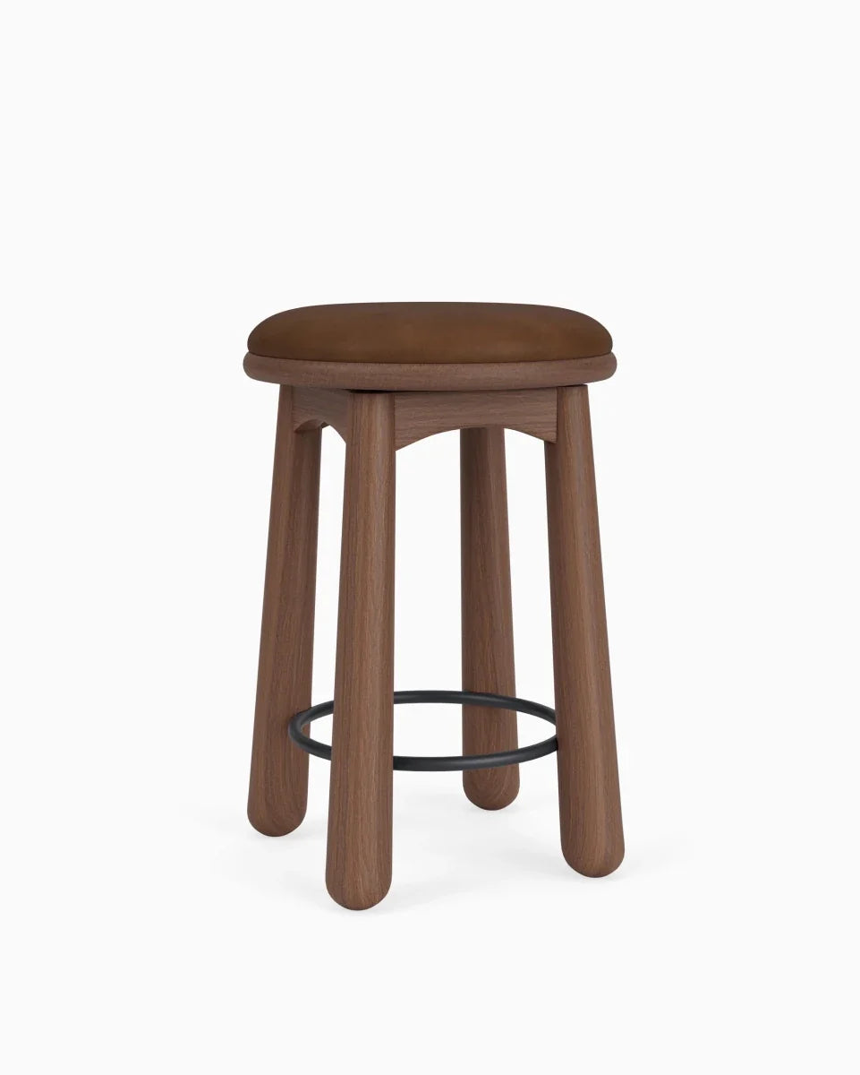 Chestnut Brown Leather Seat / Walnut / Counter (24.5" Height)
