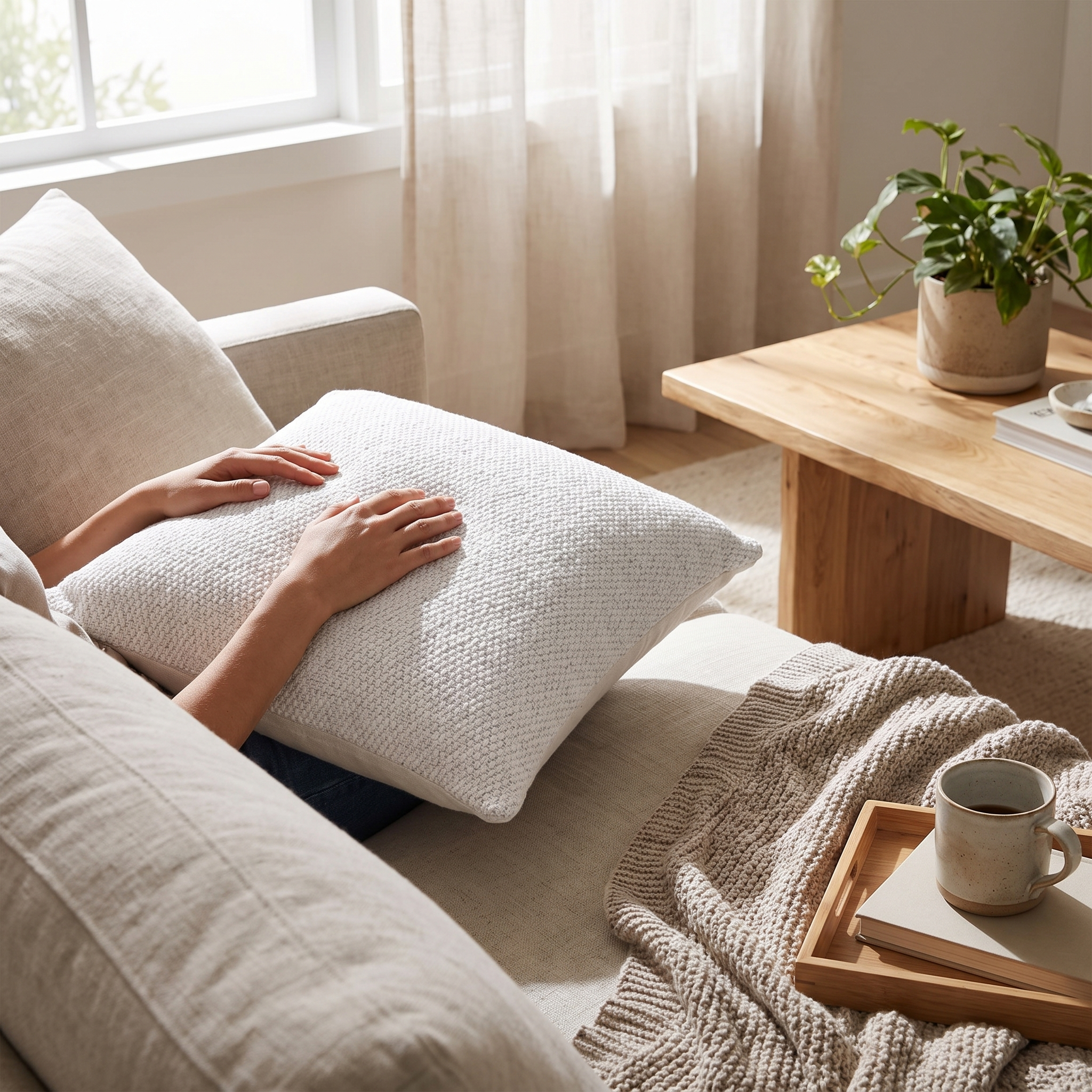 Boucle Outdoor Pillows lifestyle