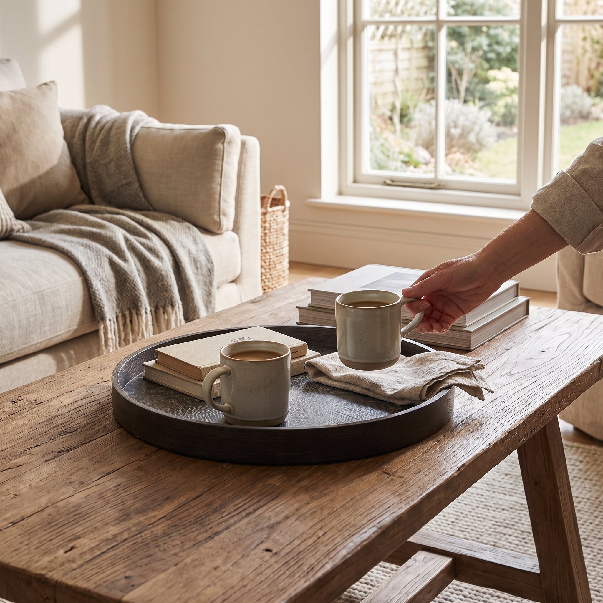 Slice Wooden Round Tray lifestyle