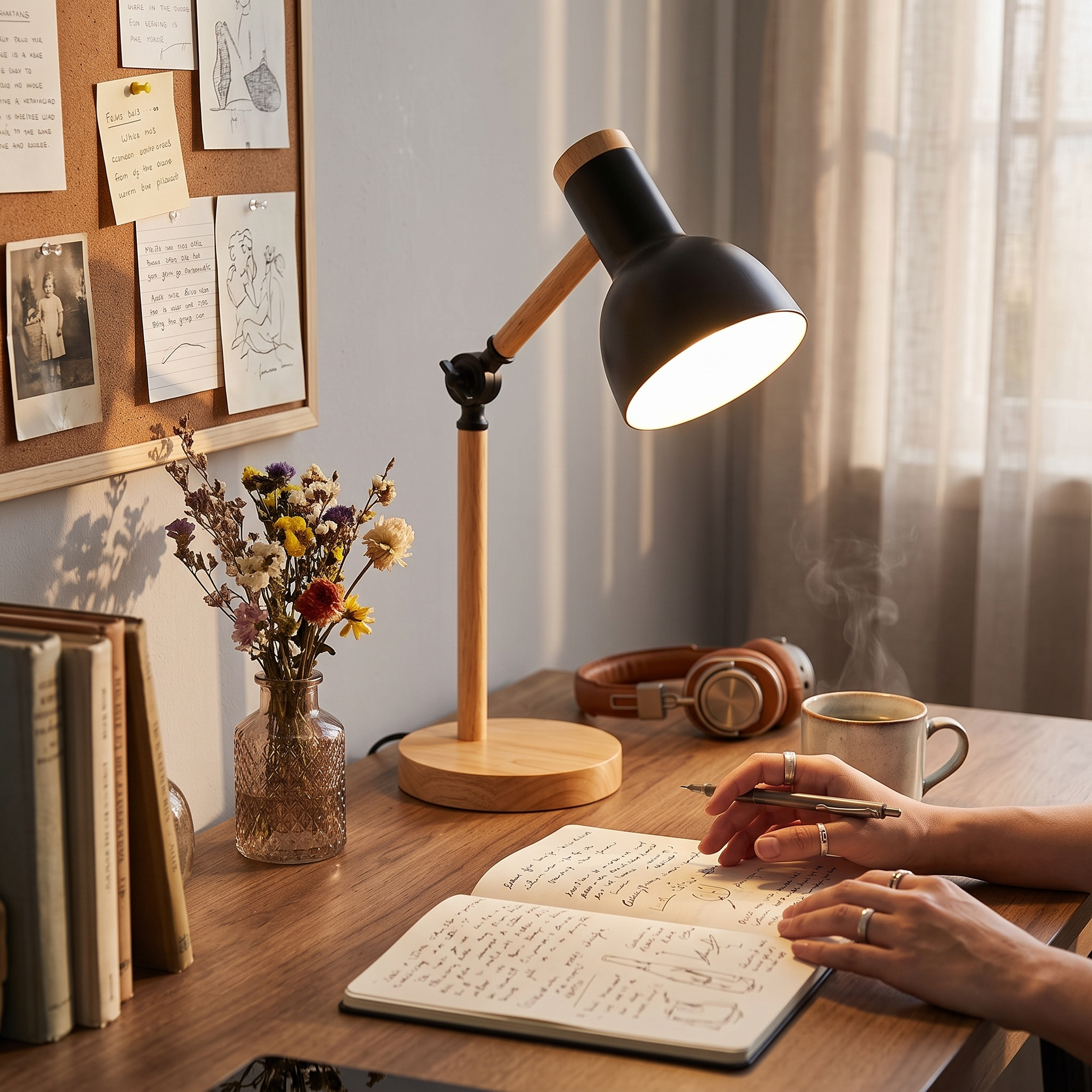 Nordic Wooden LED Desk Lamp lifestyle