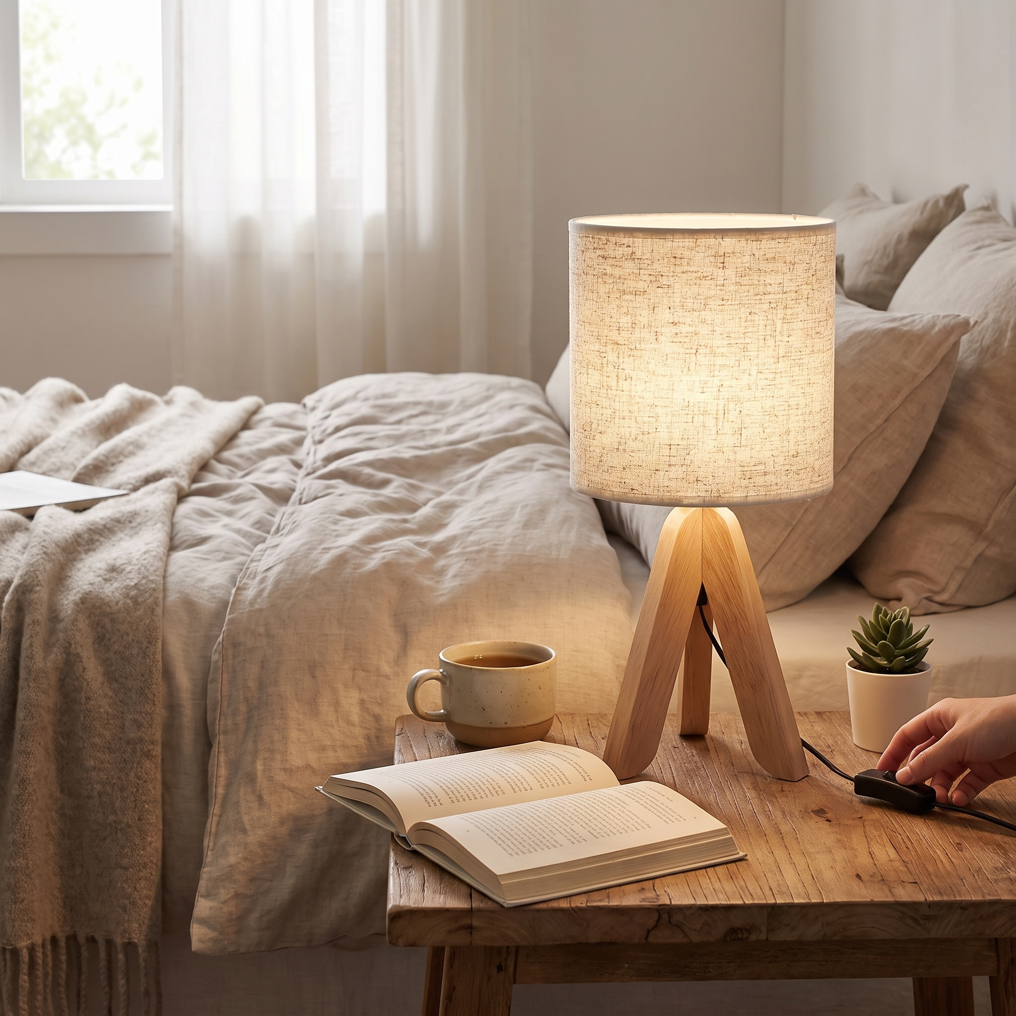 Nordic Wooden Tripod Table Lamp lifestyle