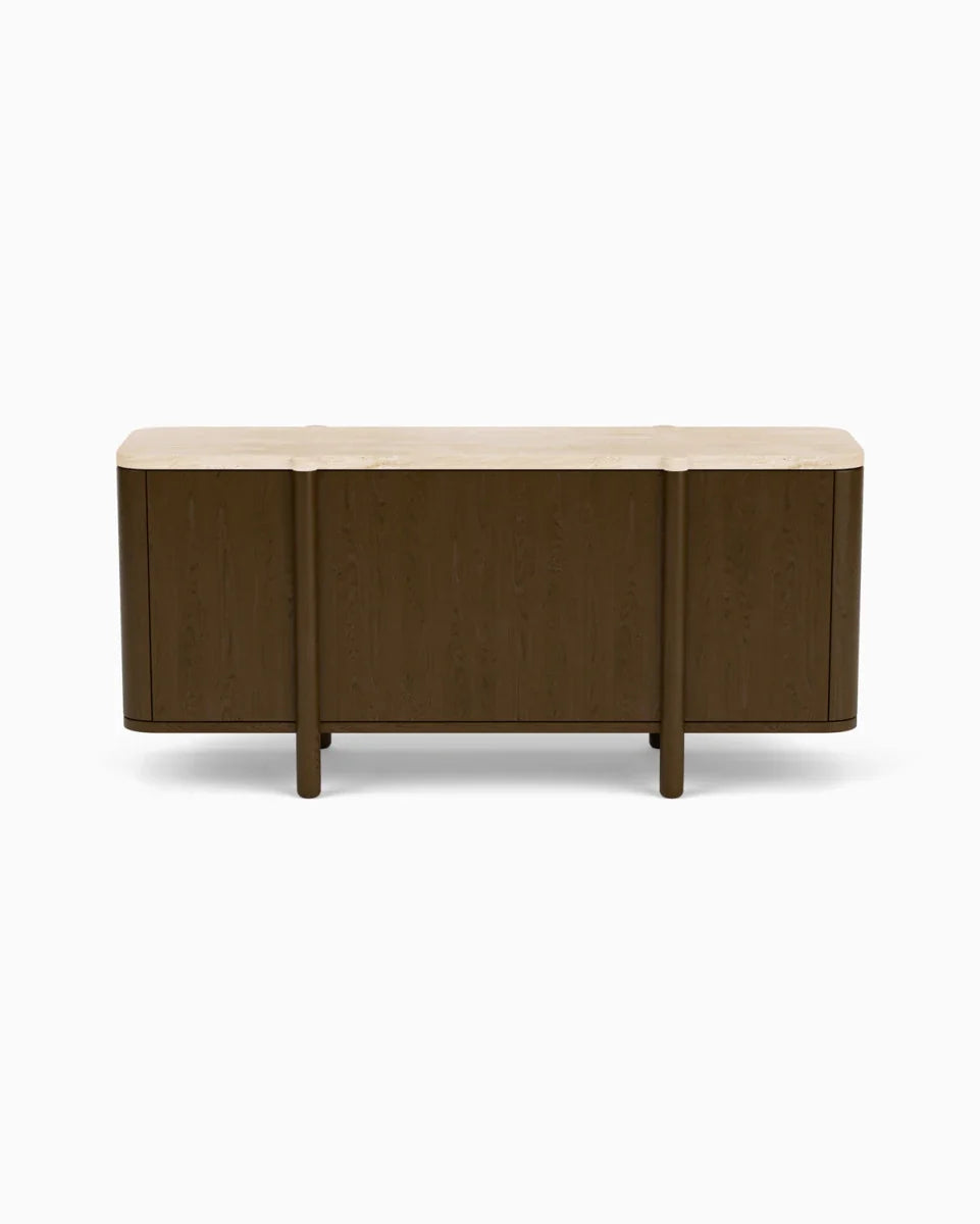 Espresso Oak / Travertine Top / 68"