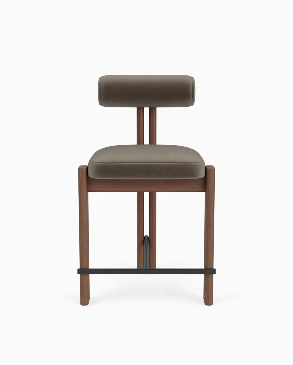 Mushroom Velvet / Walnut Frame / Counter (24.5" Height)