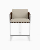 Flax Linen Seat / Chestnut Leather Sling / Polished Steel / Counter (24.5" Height)