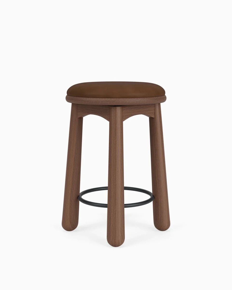 Chestnut Brown Leather Seat / Walnut / Counter (24.5" Height)