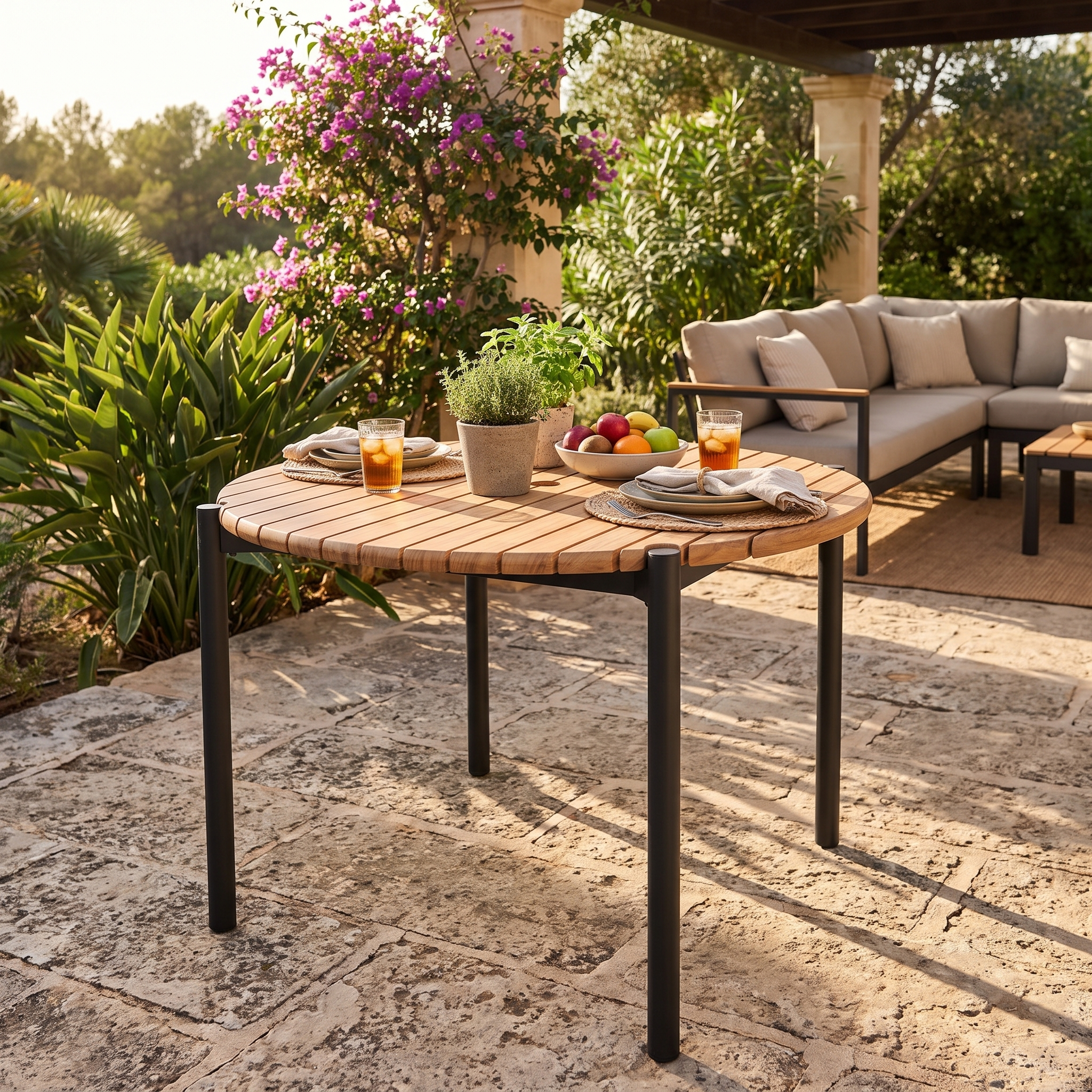 Outdoor Strata Round Dining Table - lifestyle