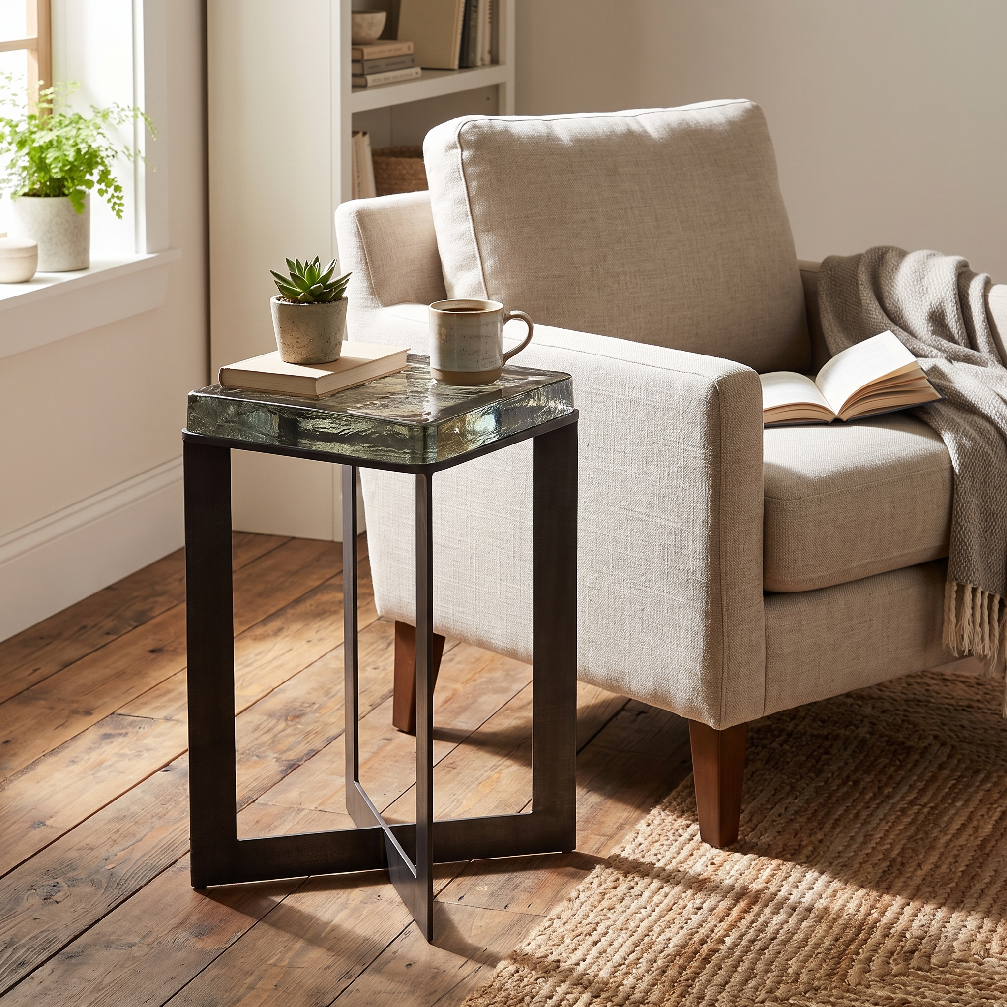 Lennie Cast Glass End Table