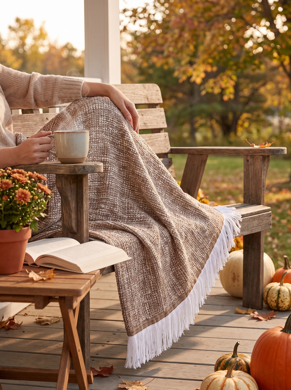 Sunbrella Crosshatch Indoor Outdoor Throw lifestyle 2