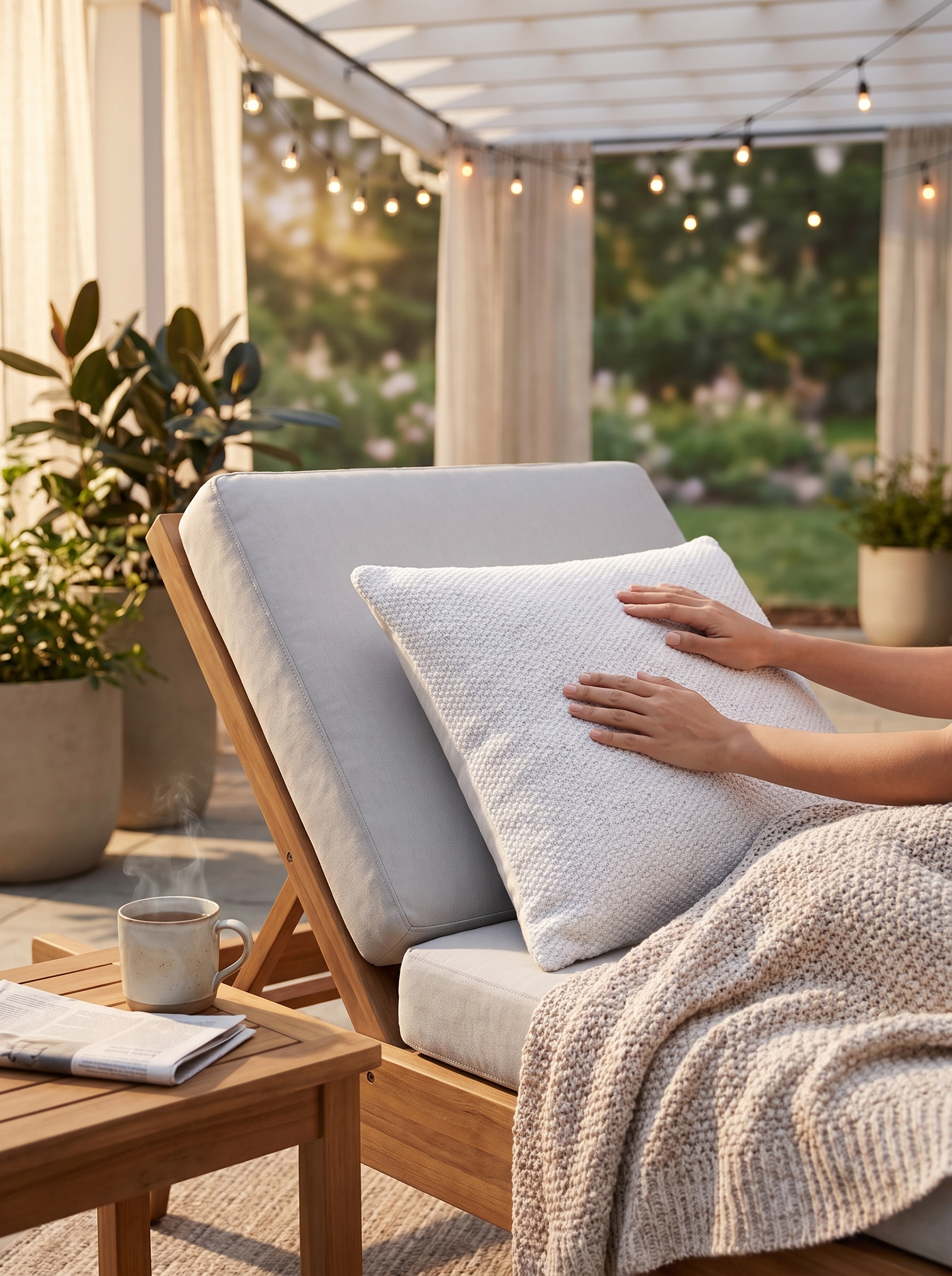 Boucle Outdoor Pillows lifestyle 1