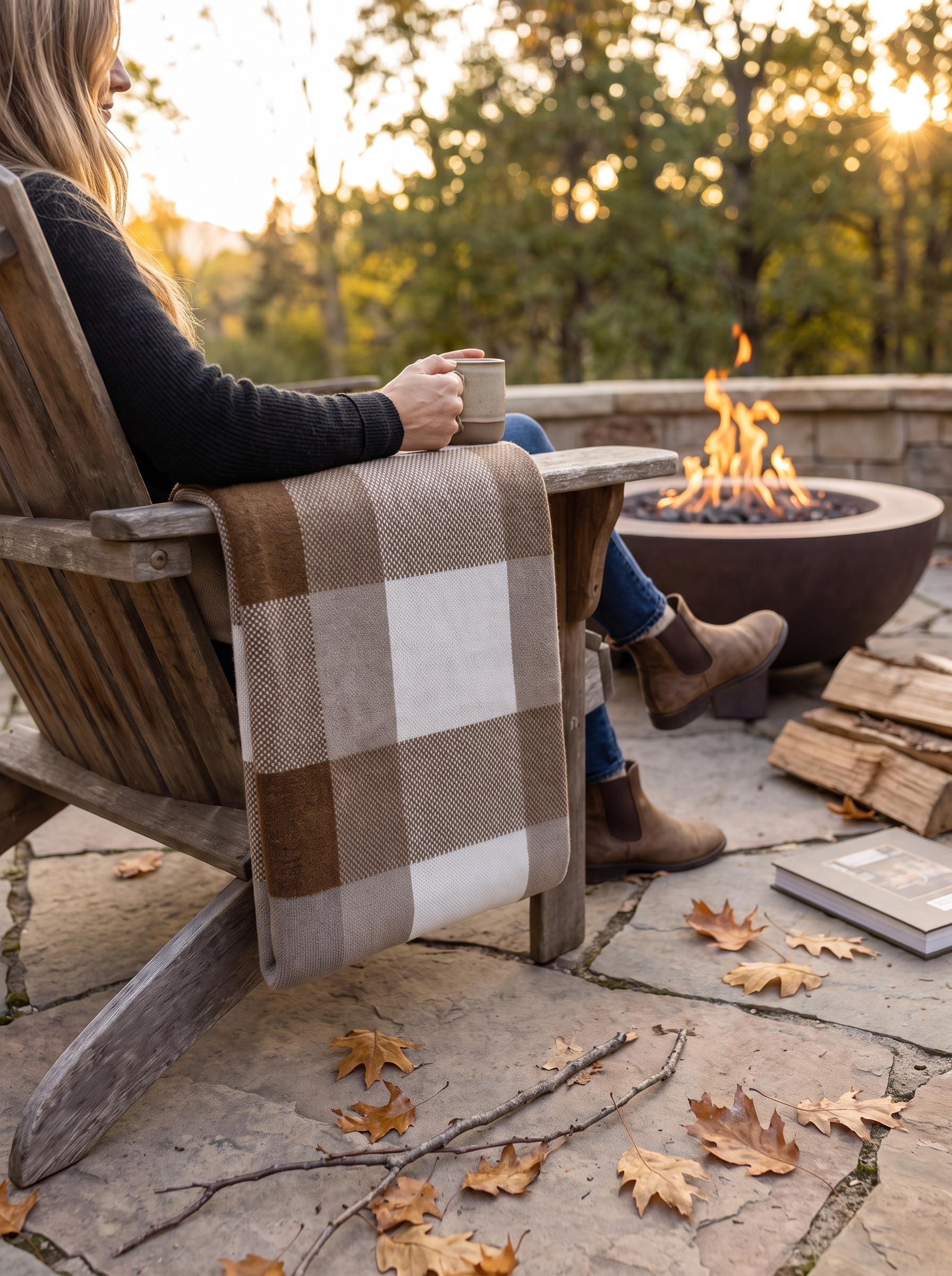 Sunbrella Buffalo Plaid Indoor/Outdoor Throw lifestyle 2