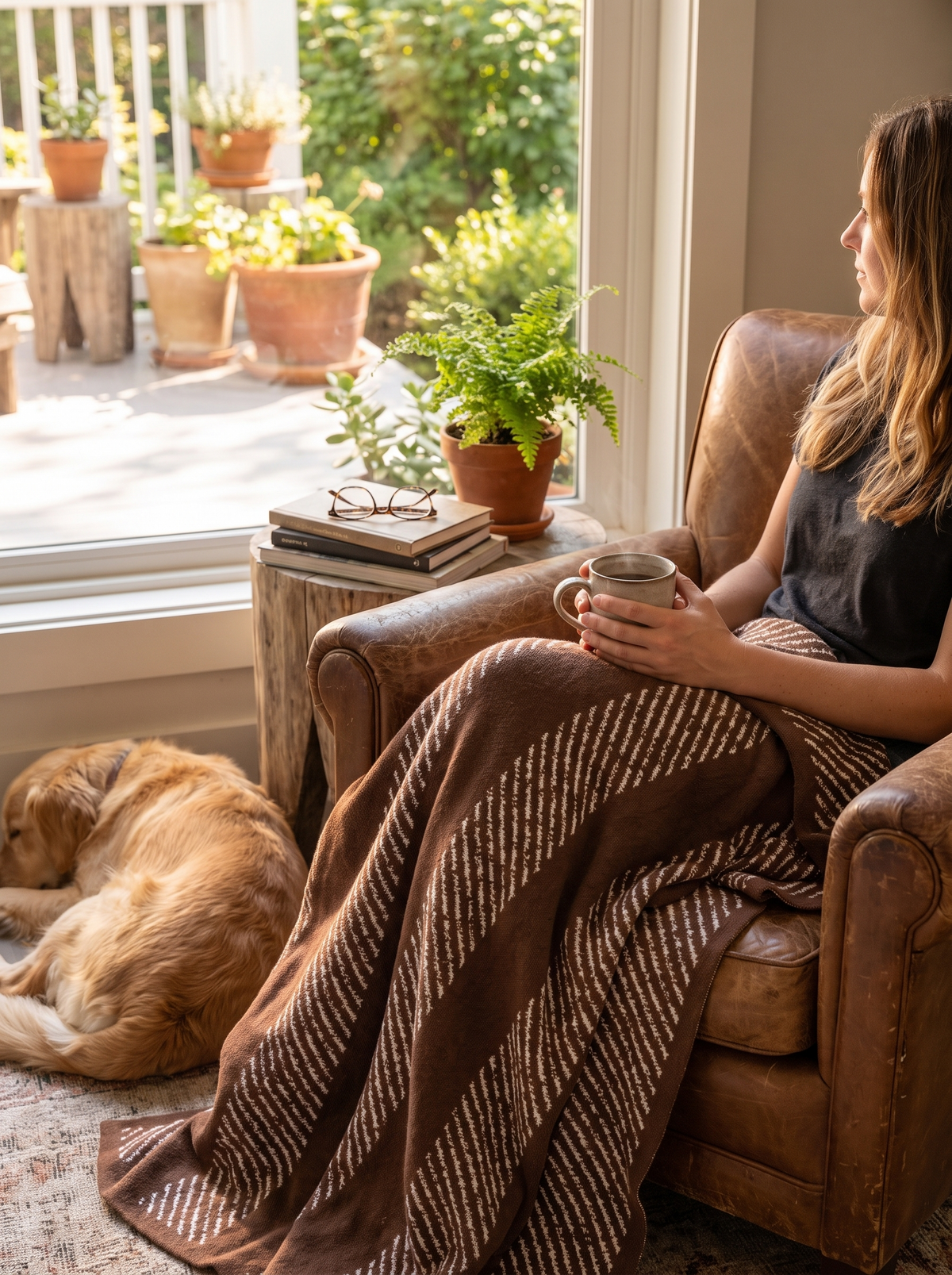 Sunbrella® Red Rocks Indoor/Outdoor Throw lifestyle 1