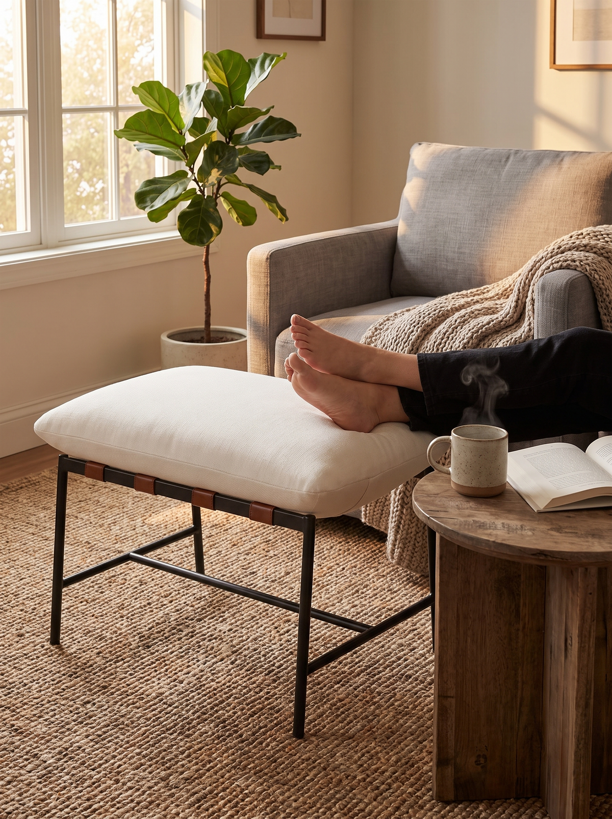 Replacement Indoor/Outdoor Vail Ottoman Cover lifestyle 2