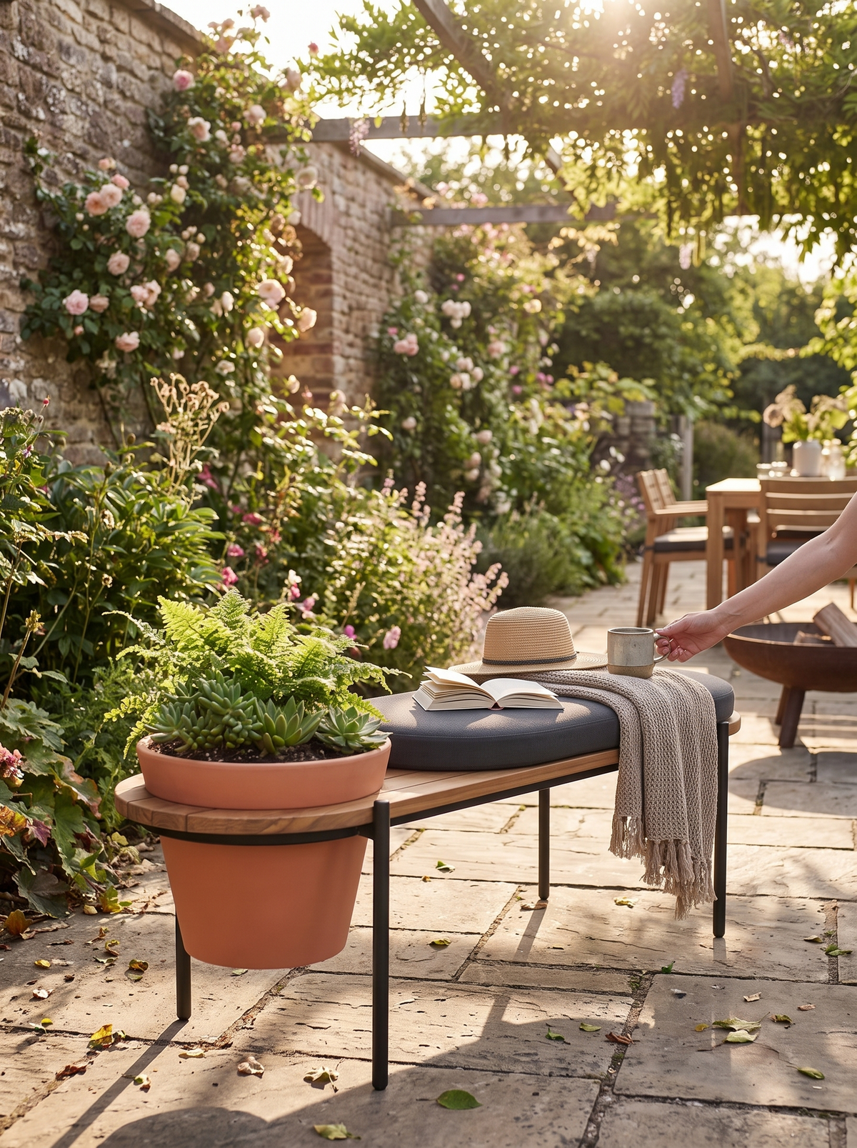 Outdoor Planter Bench lifestyle 1