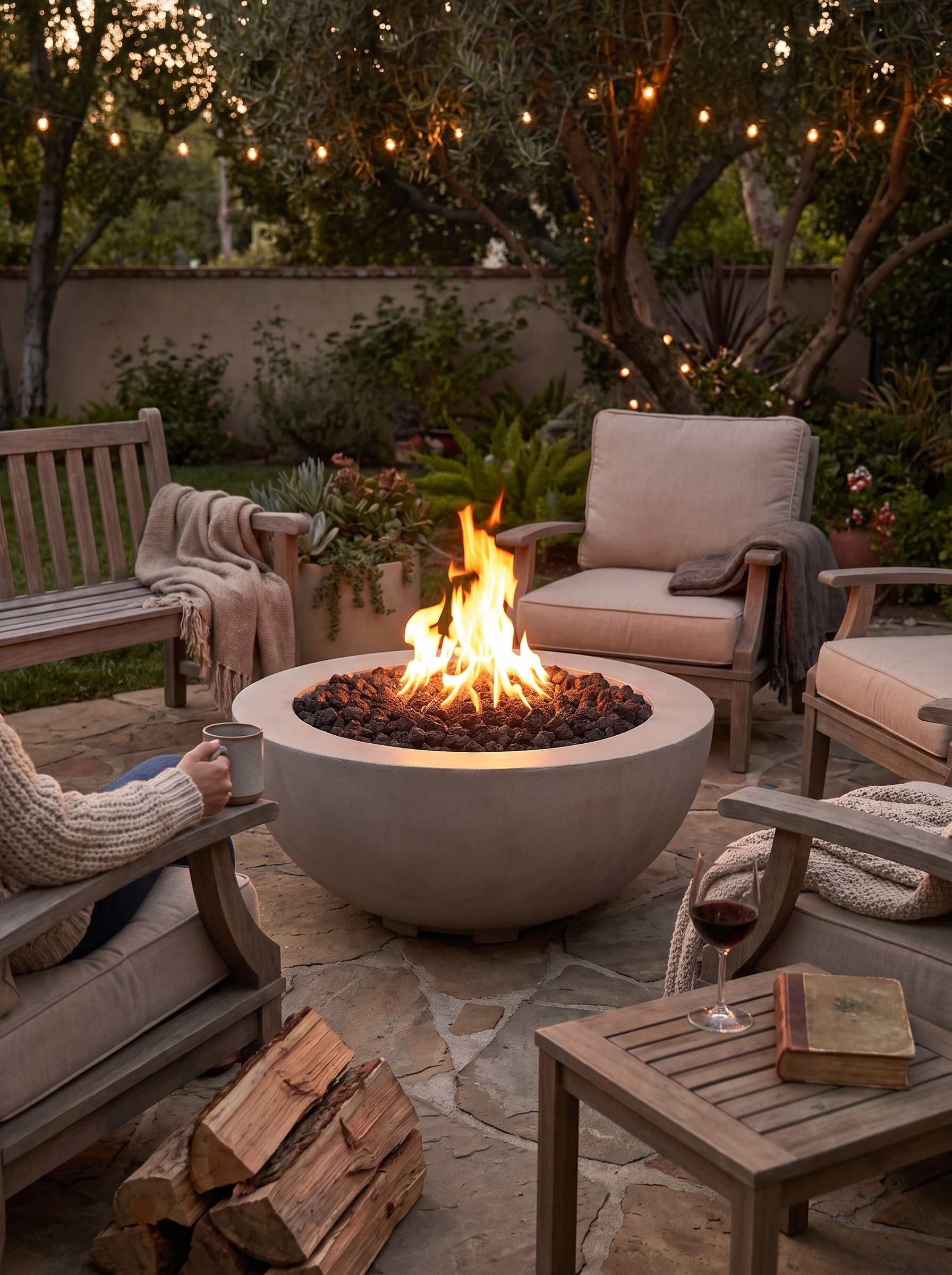 Bronson Outdoor Fire Table lifestyle 1