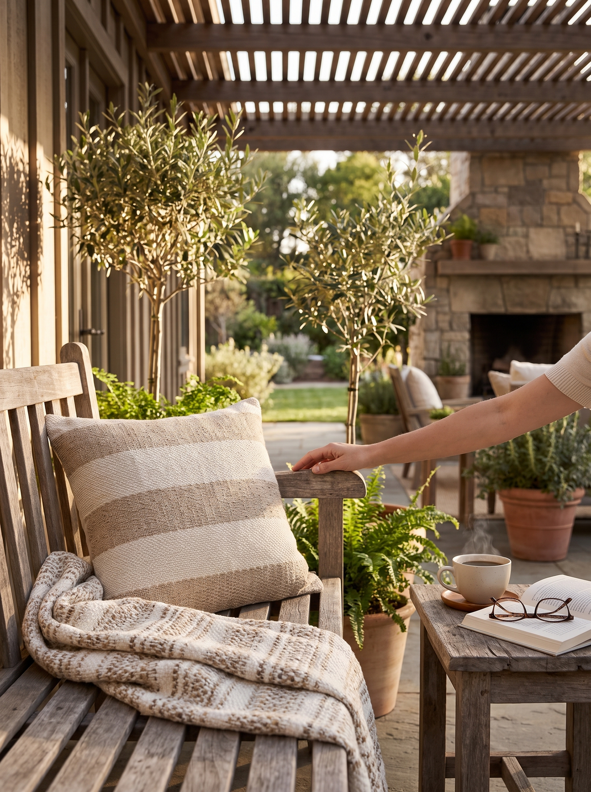 Tarbett Stripe Outdoor Pillow lifestyle 1