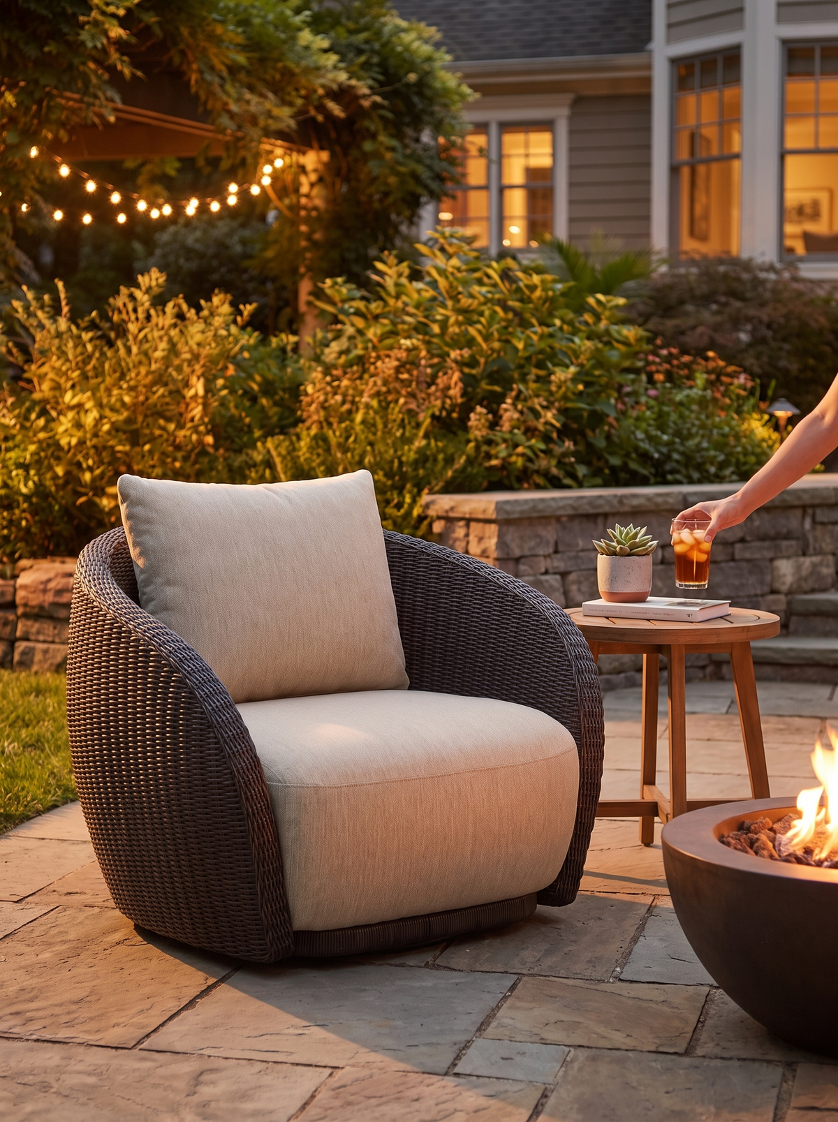 Cyra Outdoor Swivel Chair lifestyle 3