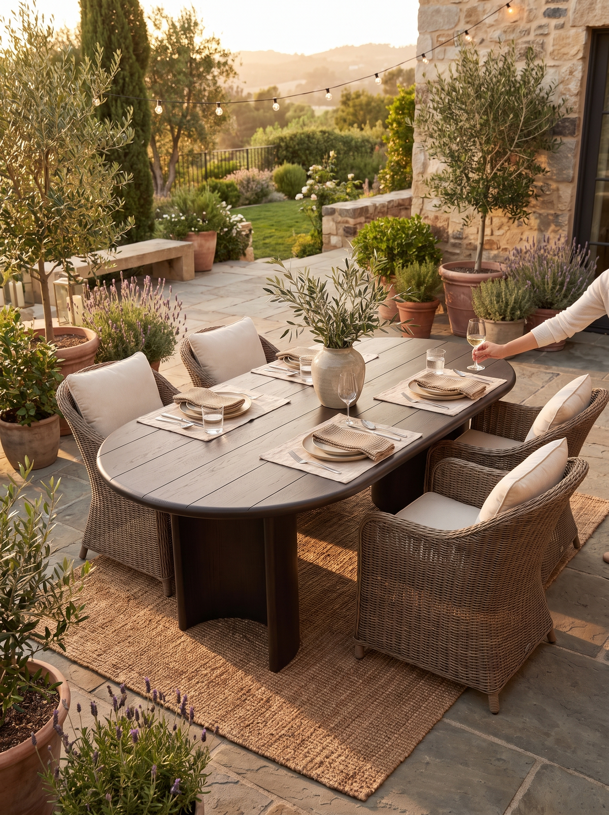 Paden Outdoor Metal Dining Table lifestyle 1
