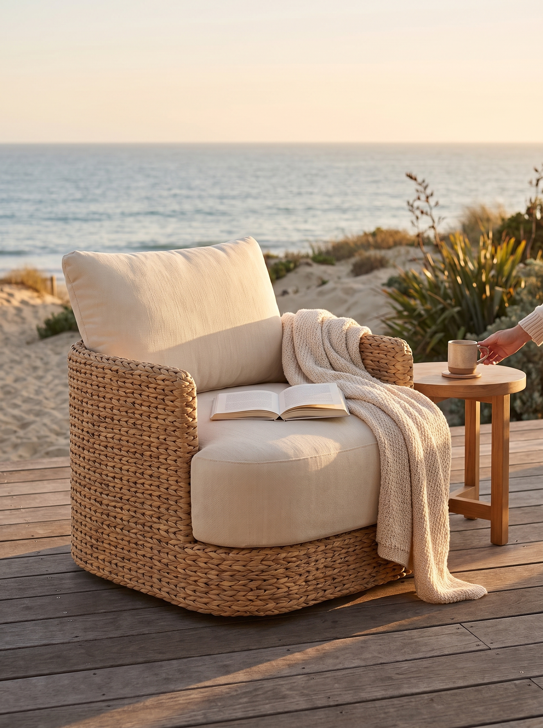 Caney Outdoor Swivel Chair lifestyle 2