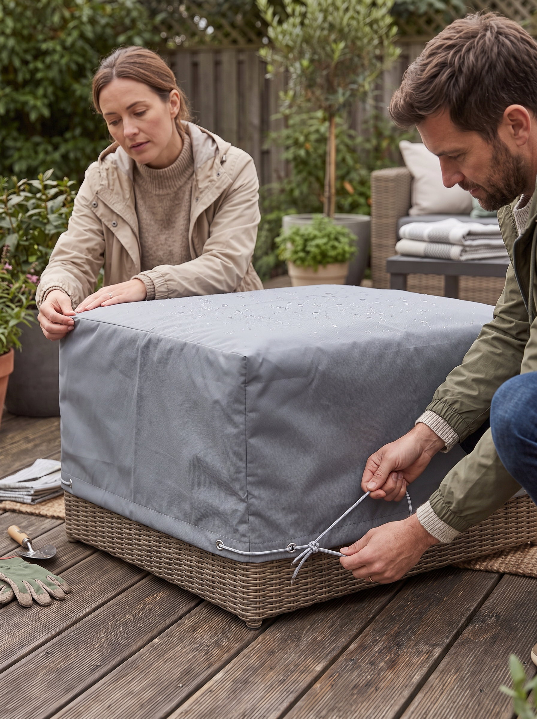 Raincover Jack Outdoor Footstool lifestyle 2