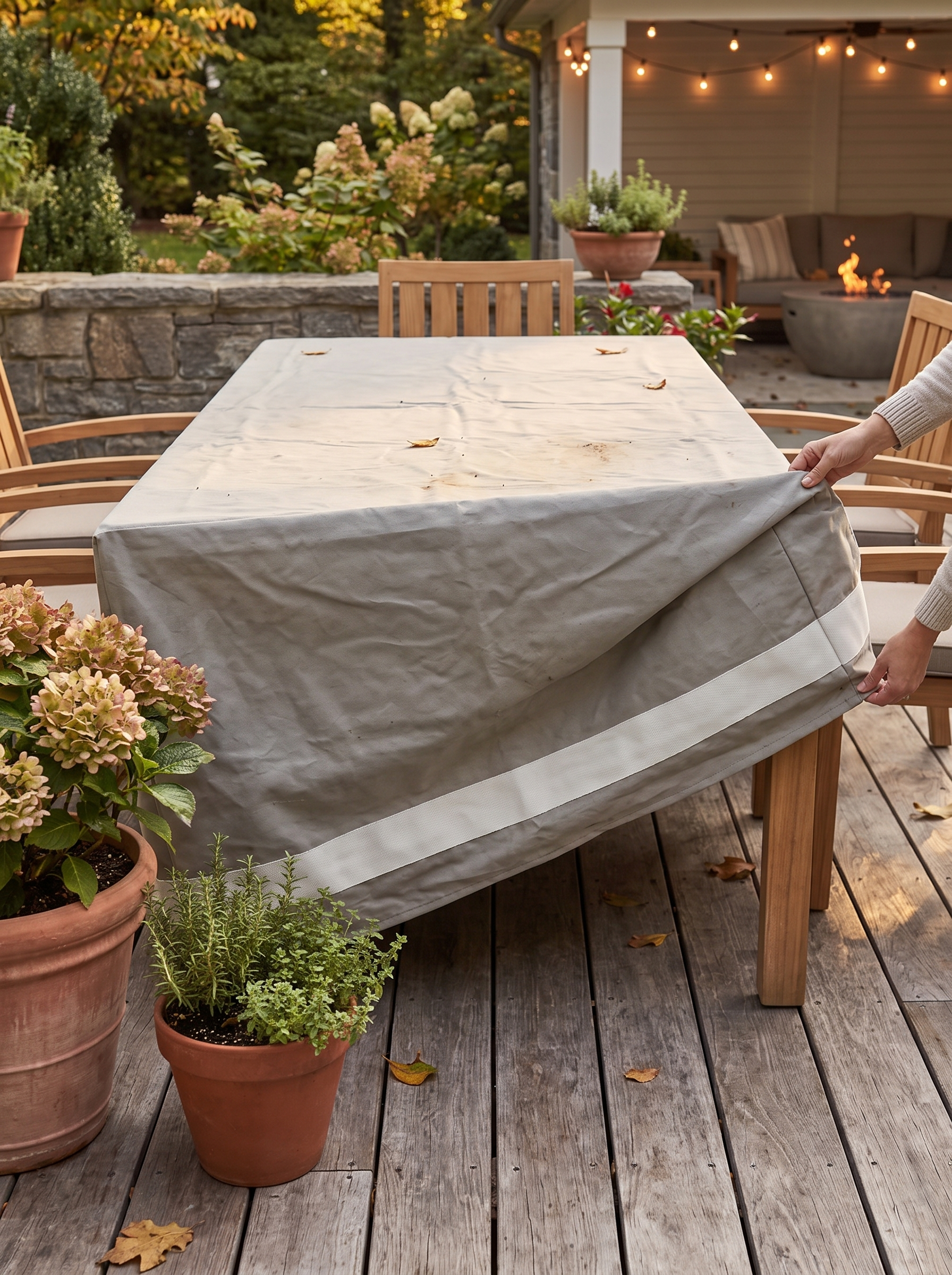 Weatherproof Outdoor Dining Table Cover lifestyle 1