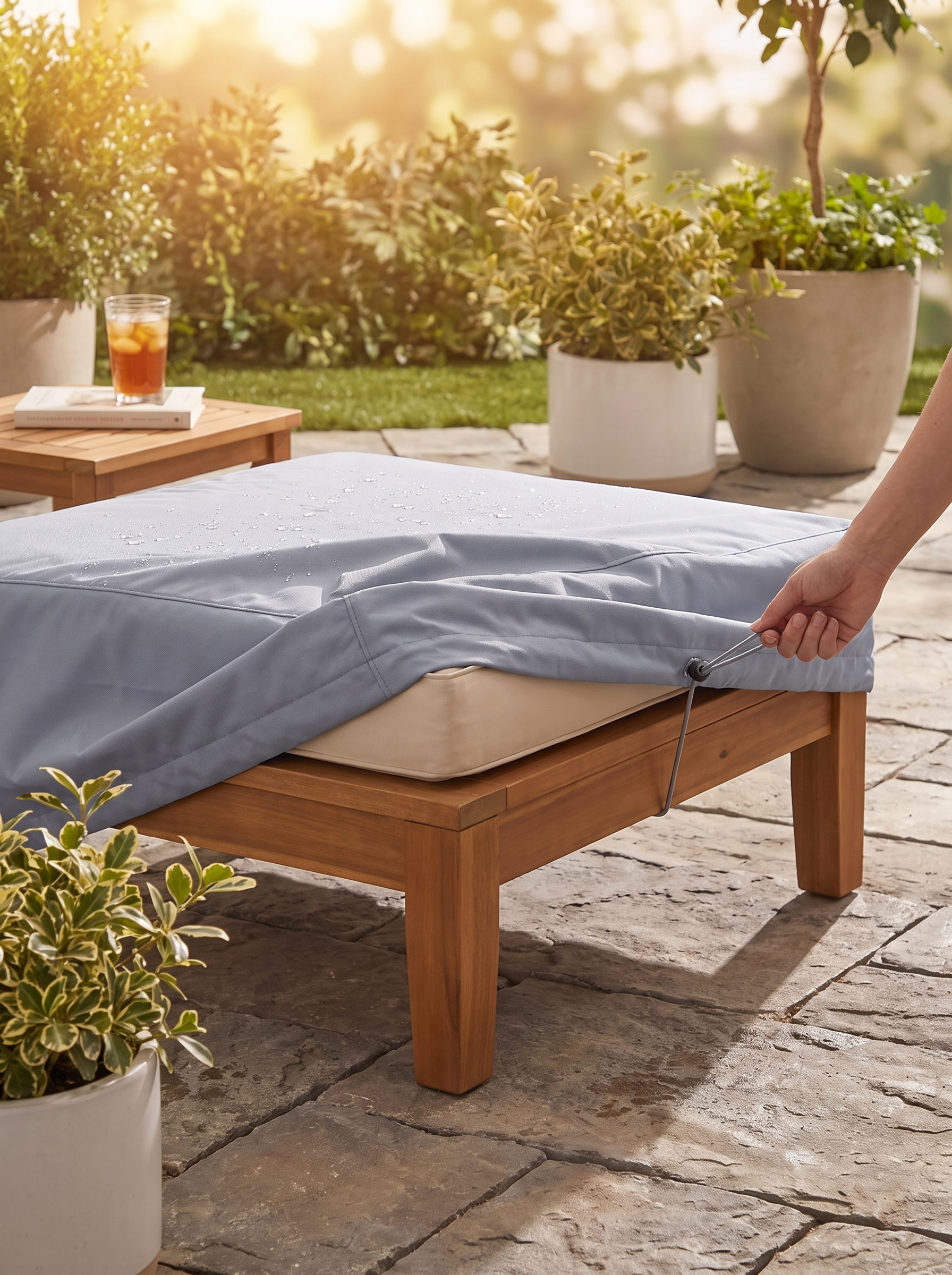 Raincover Monocle Outdoor Coffee Table lifestyle 3