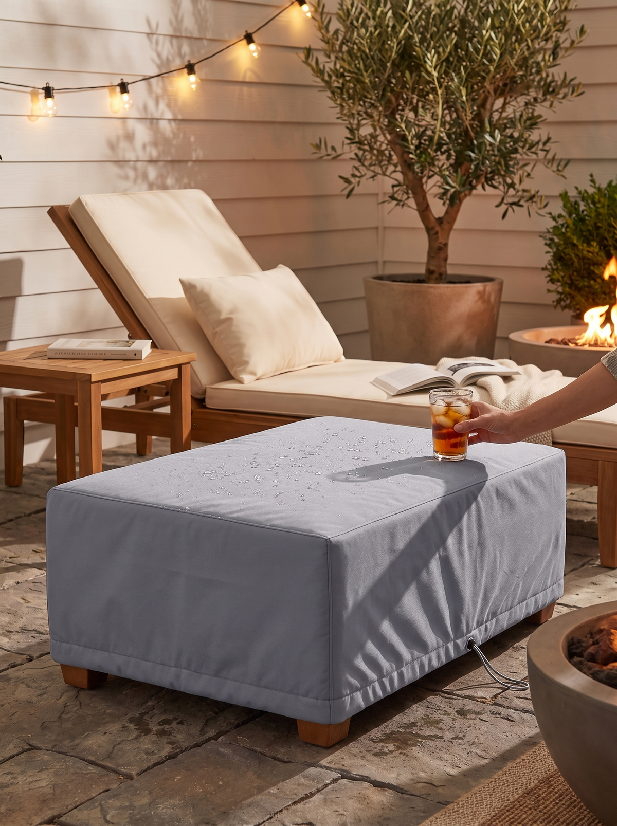 Raincover Monocle Outdoor Coffee Table lifestyle 2