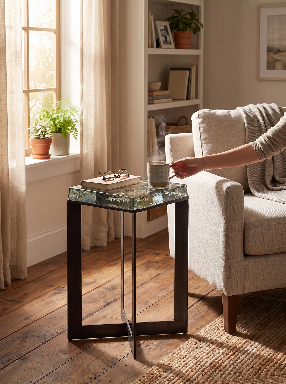 Lennie Cast Glass End Table lifestyle 2