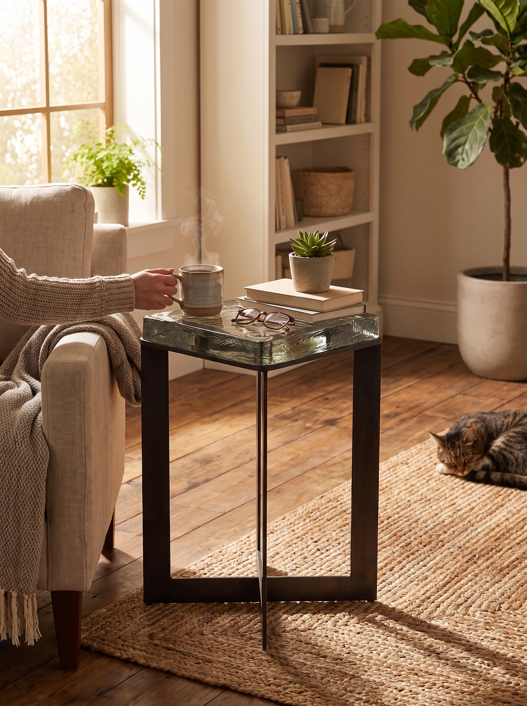 Lennie Cast Glass End Table lifestyle 3