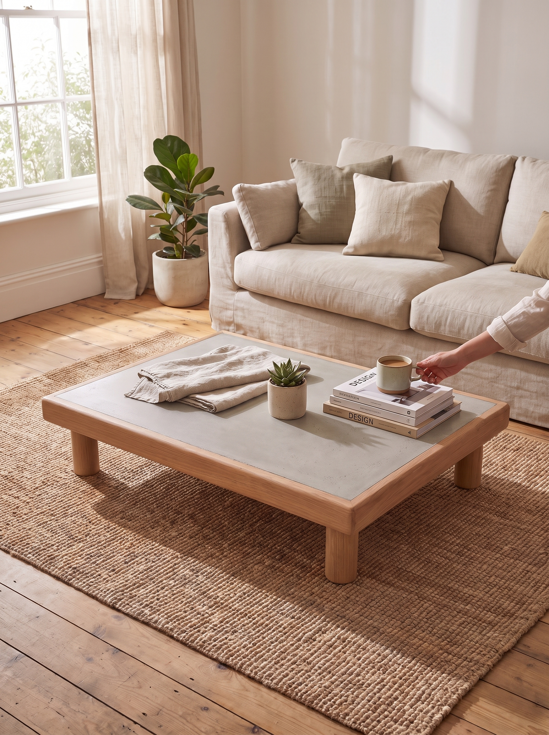 Monocle Outdoor Concrete Coffee Table lifestyle 3