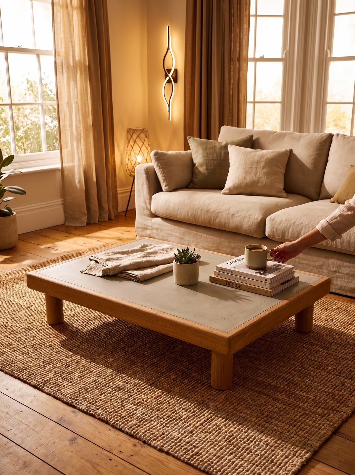 Monocle Outdoor Concrete Coffee Table lifestyle 2