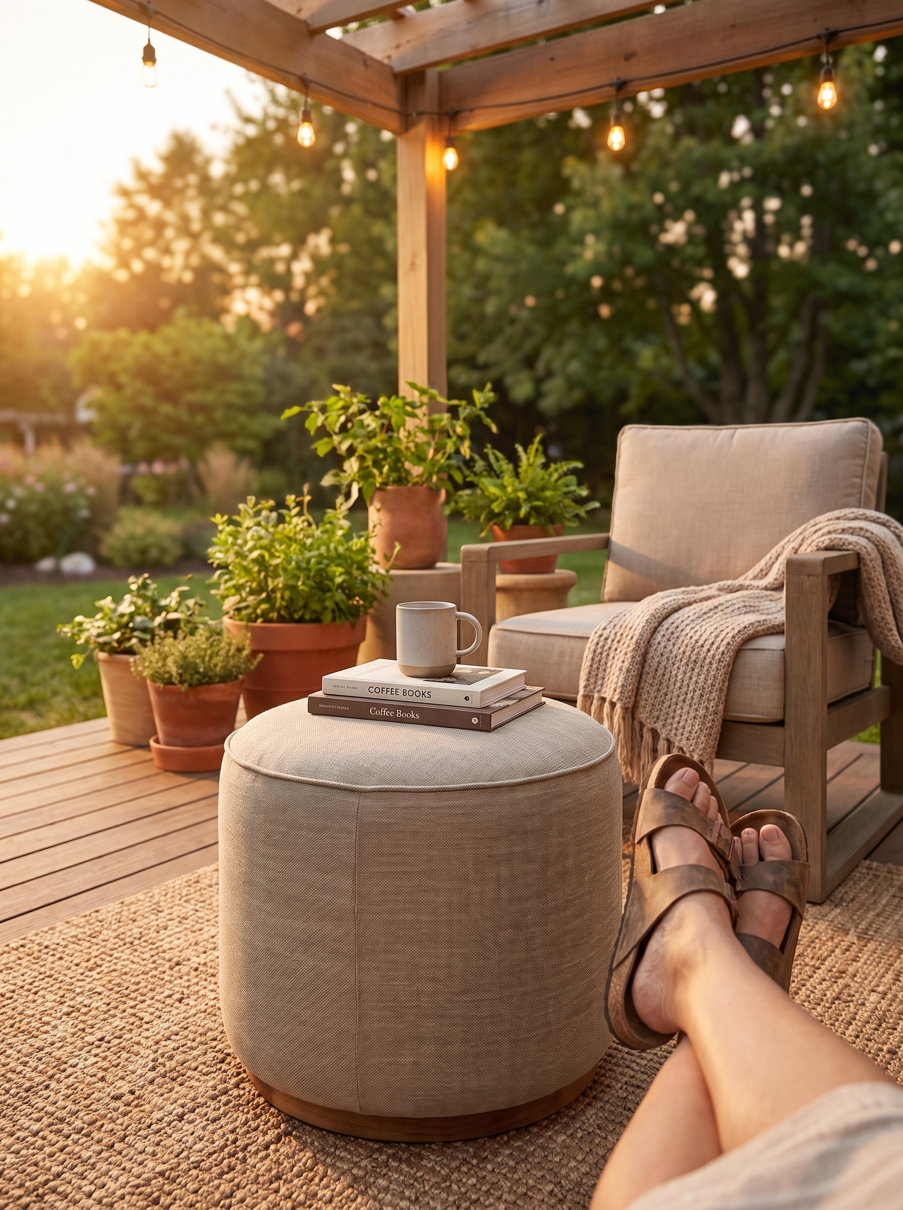 Sinclair Outdoor Ottoman lifestyle 1