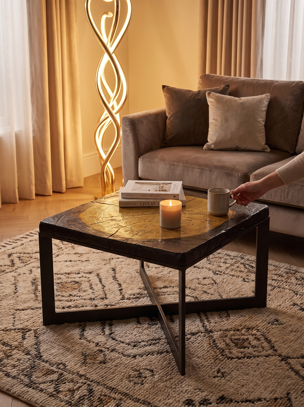 Lennie Cast Glass Bunching Table lifestyle 2