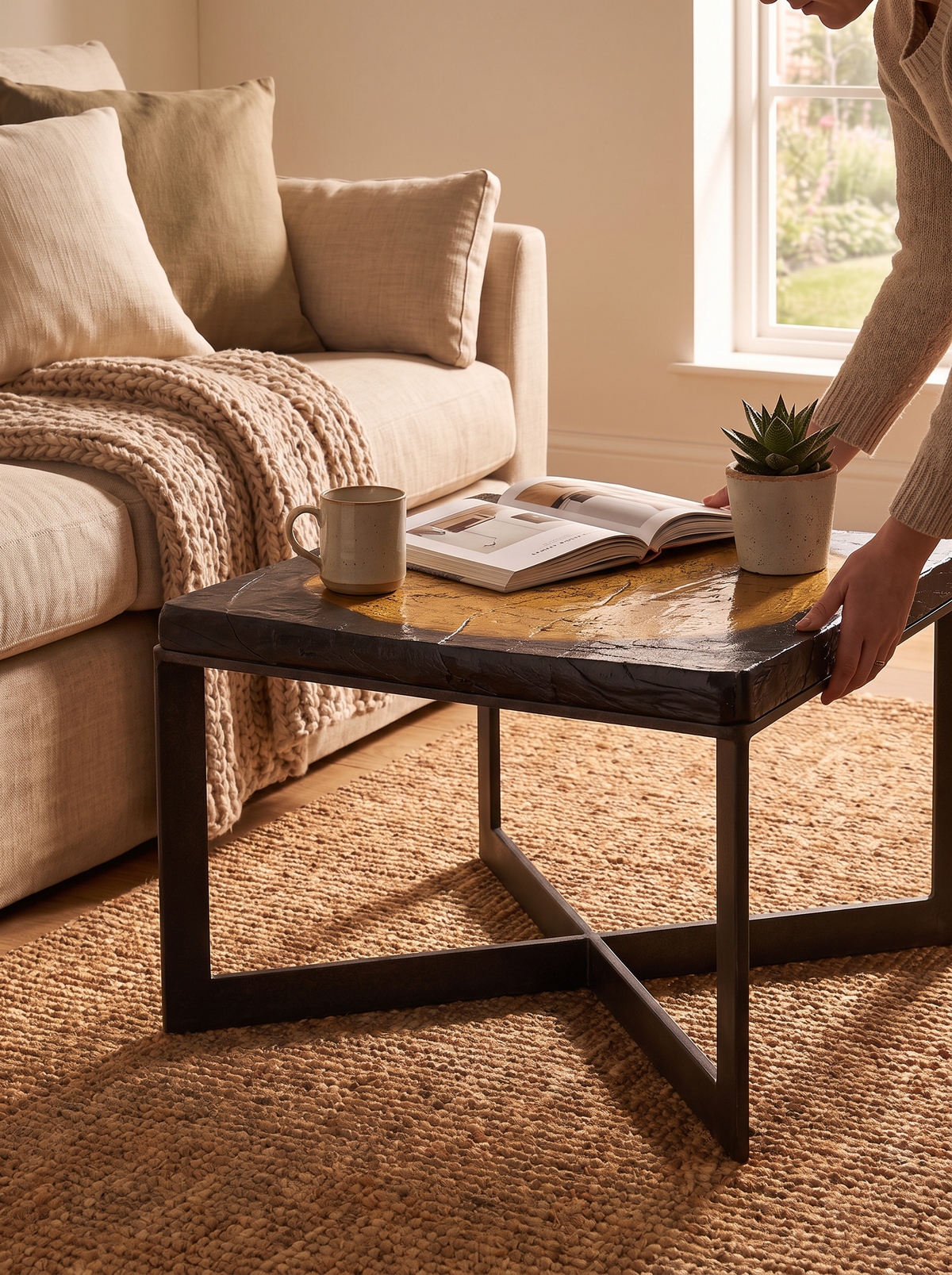Lennie Cast Glass Bunching Table lifestyle 3