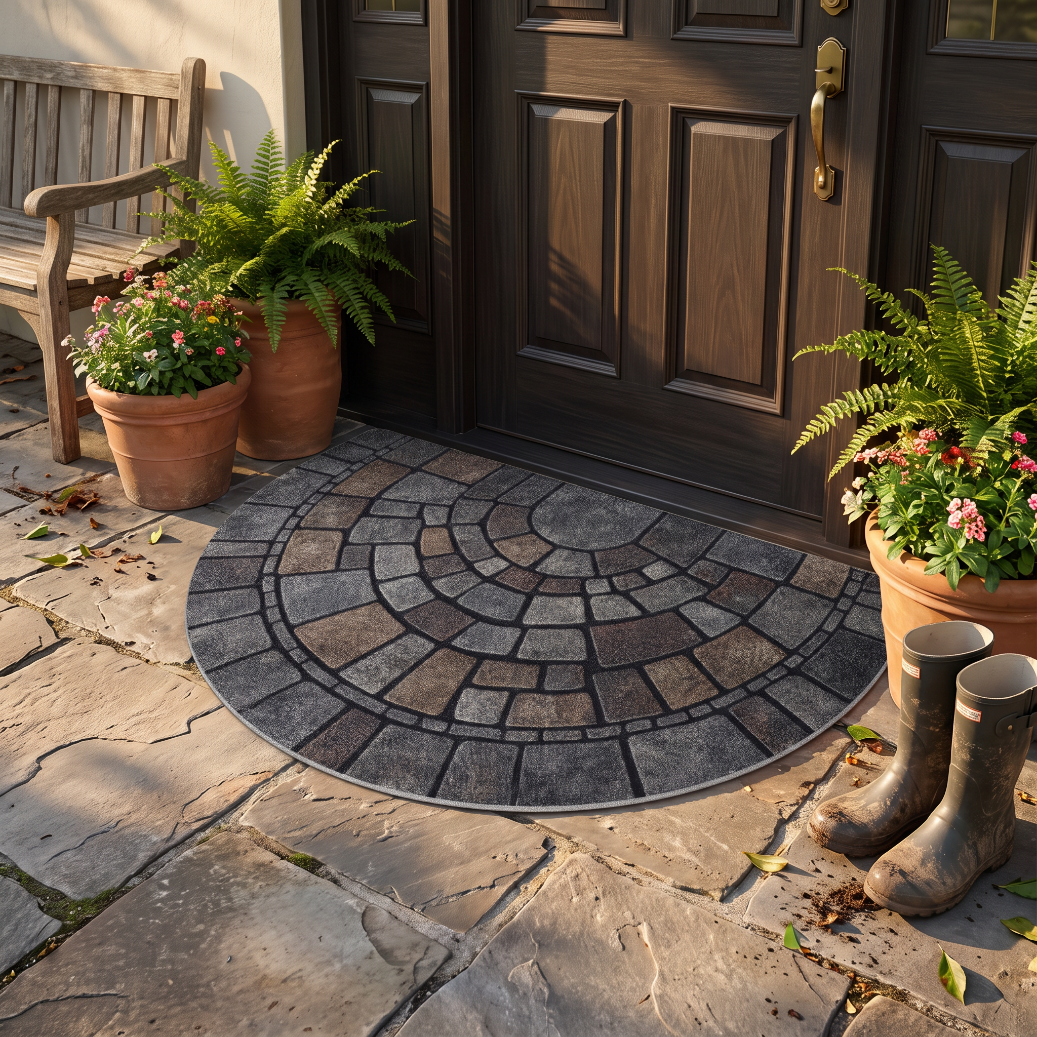 Half-Circle Mosaic Door Mat lifestyle