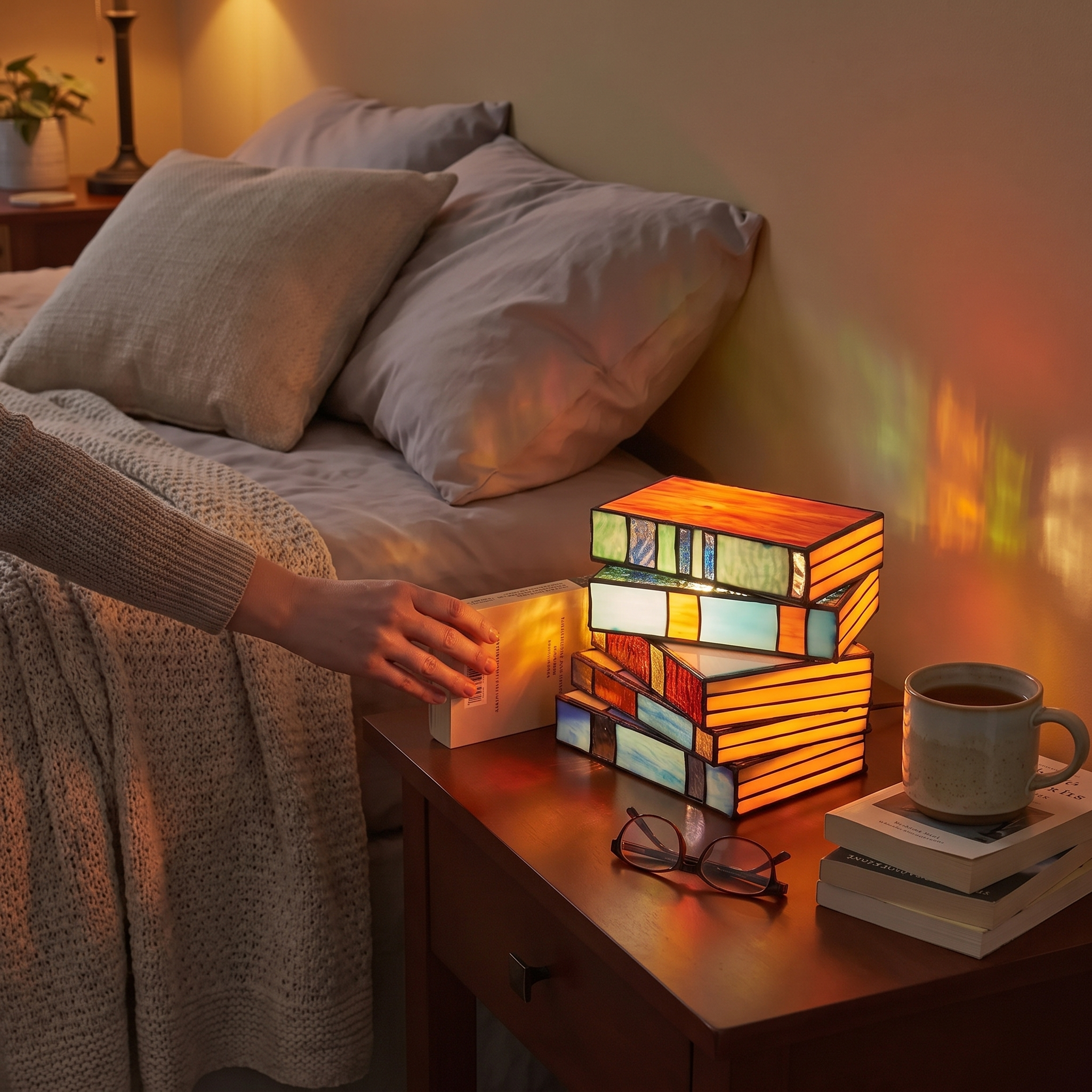 Stained Glass Book Lamp lifestyle