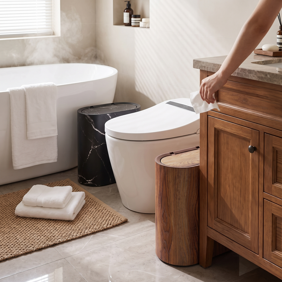 Marble Pattern Trash Can lifestyle