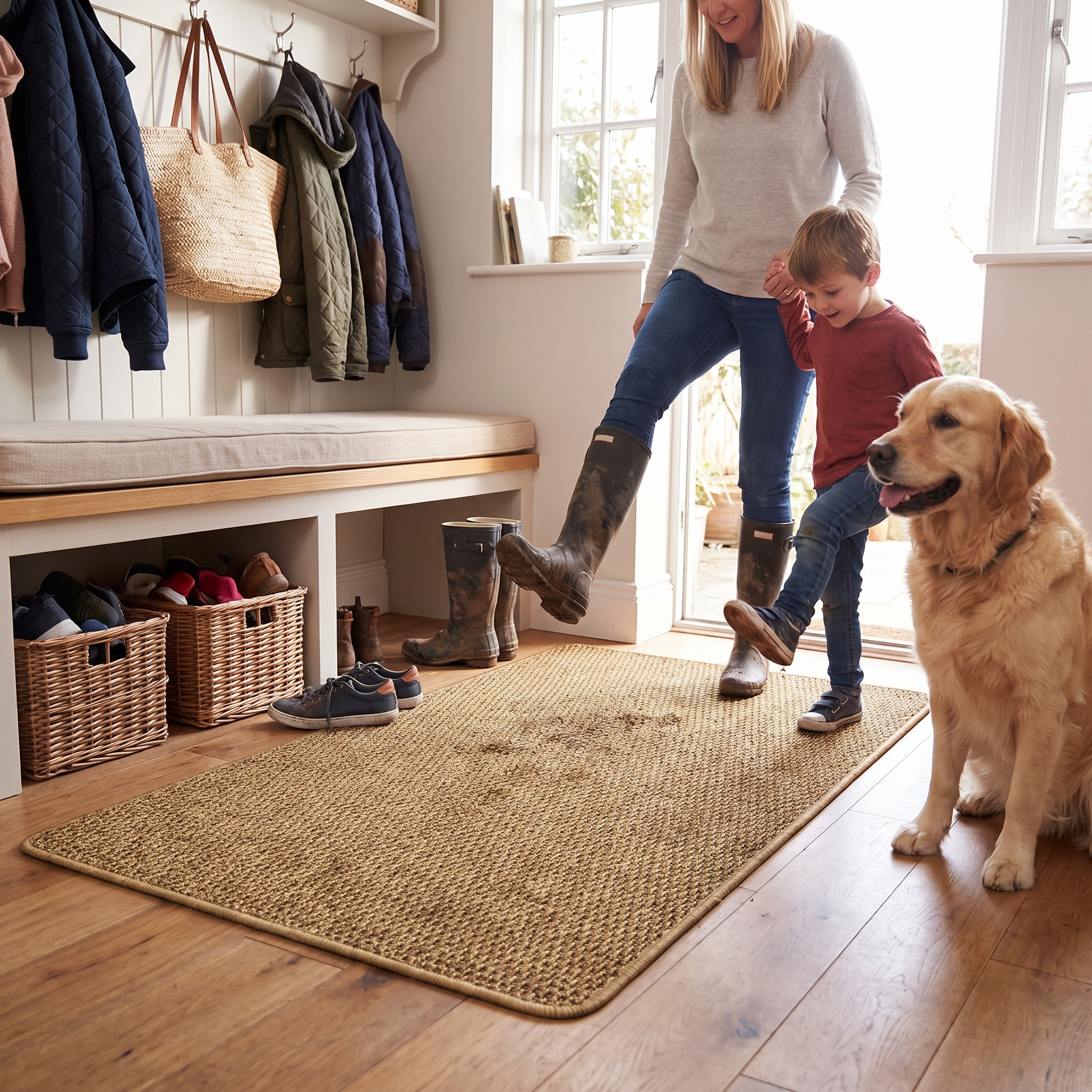 Faux Jute Outdoor Doormat lifestyle