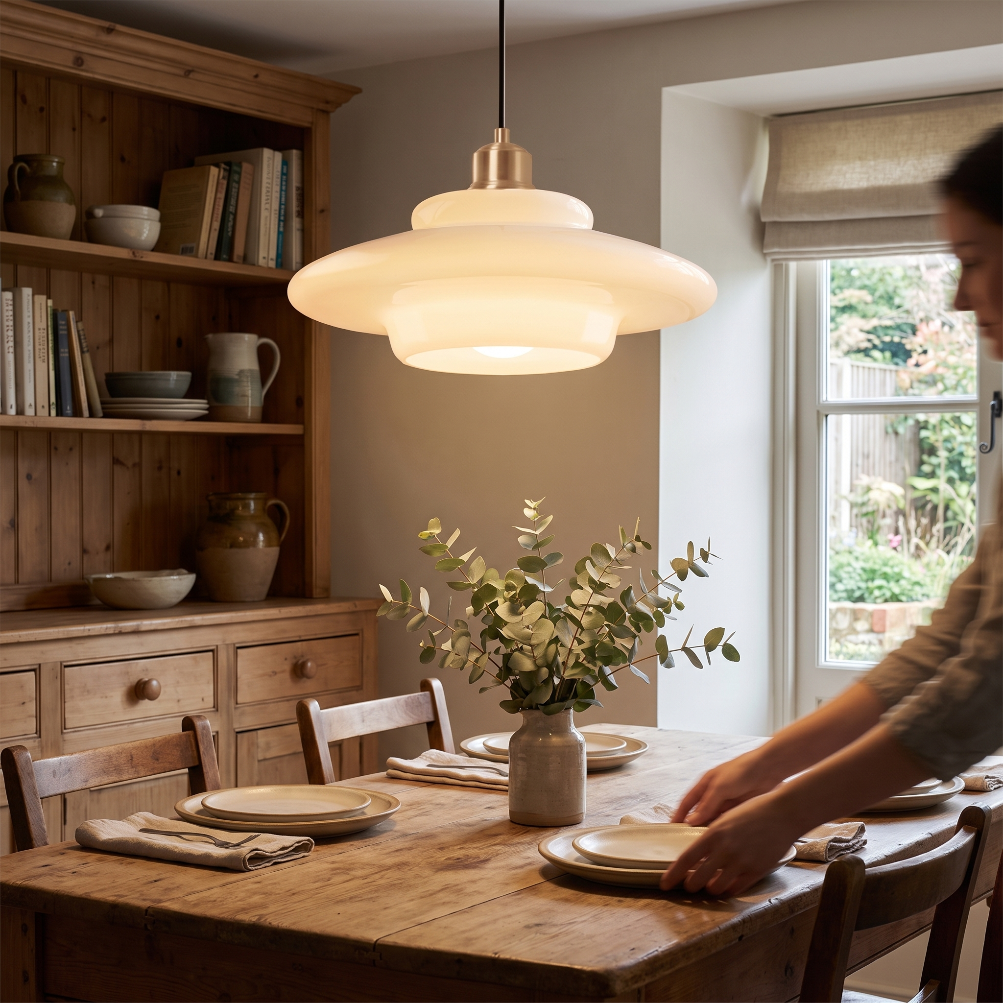 White Glass Pendant Light lifestyle