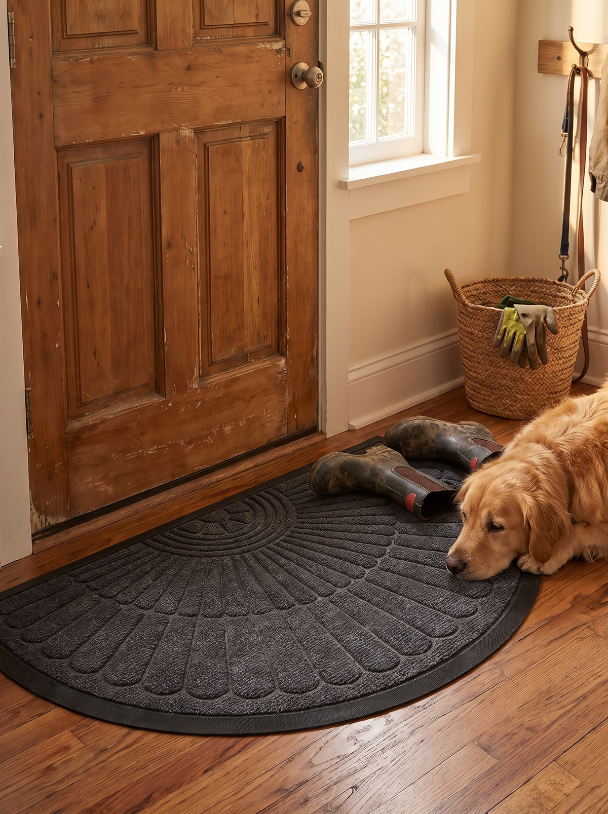 Door Mat Non Slip Rubber Semi Circular Entryway Mat lifestyle 1