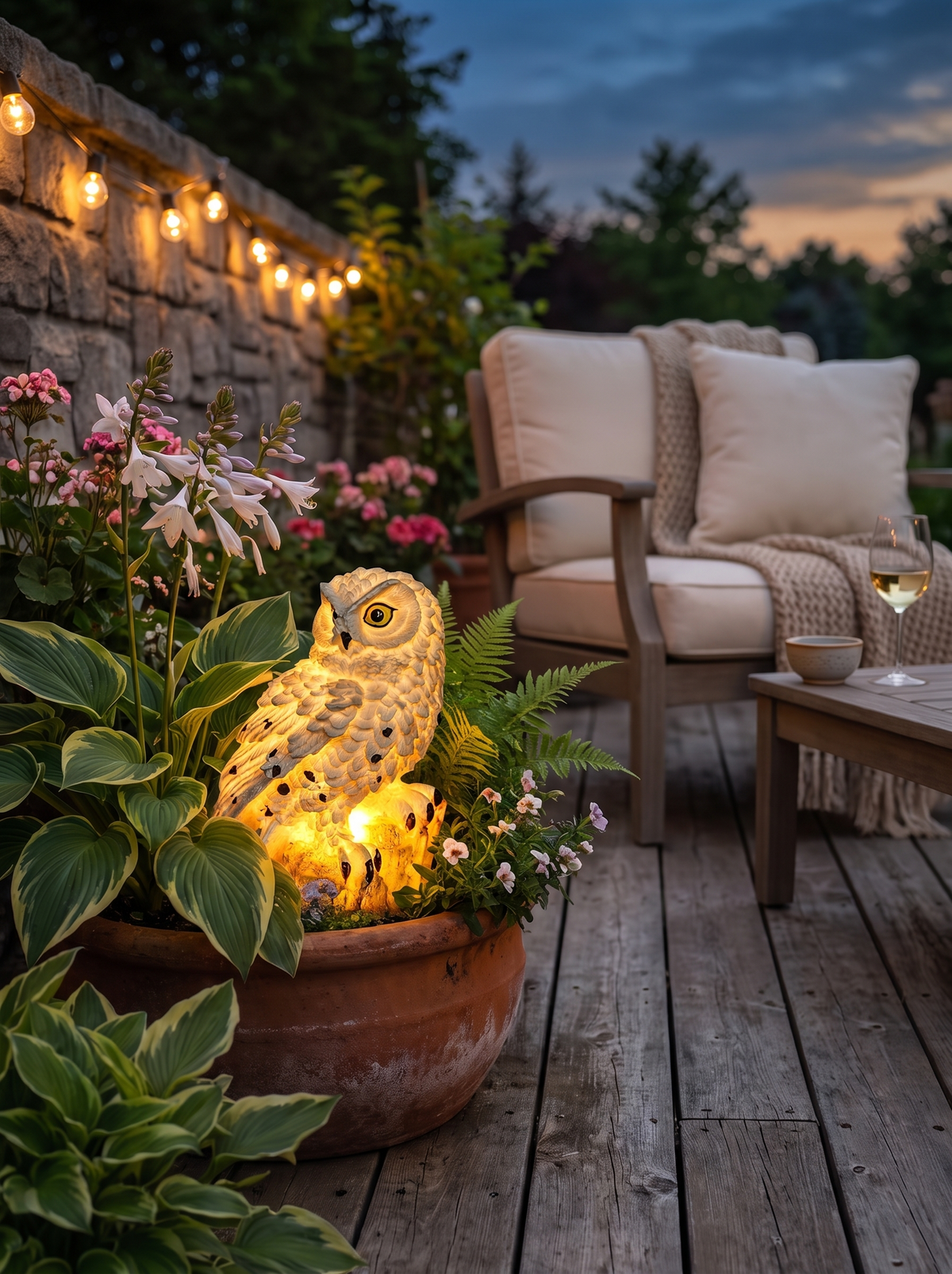 Garden Light Solar Owl Outdoor Pathway Stake Lamp lifestyle 3