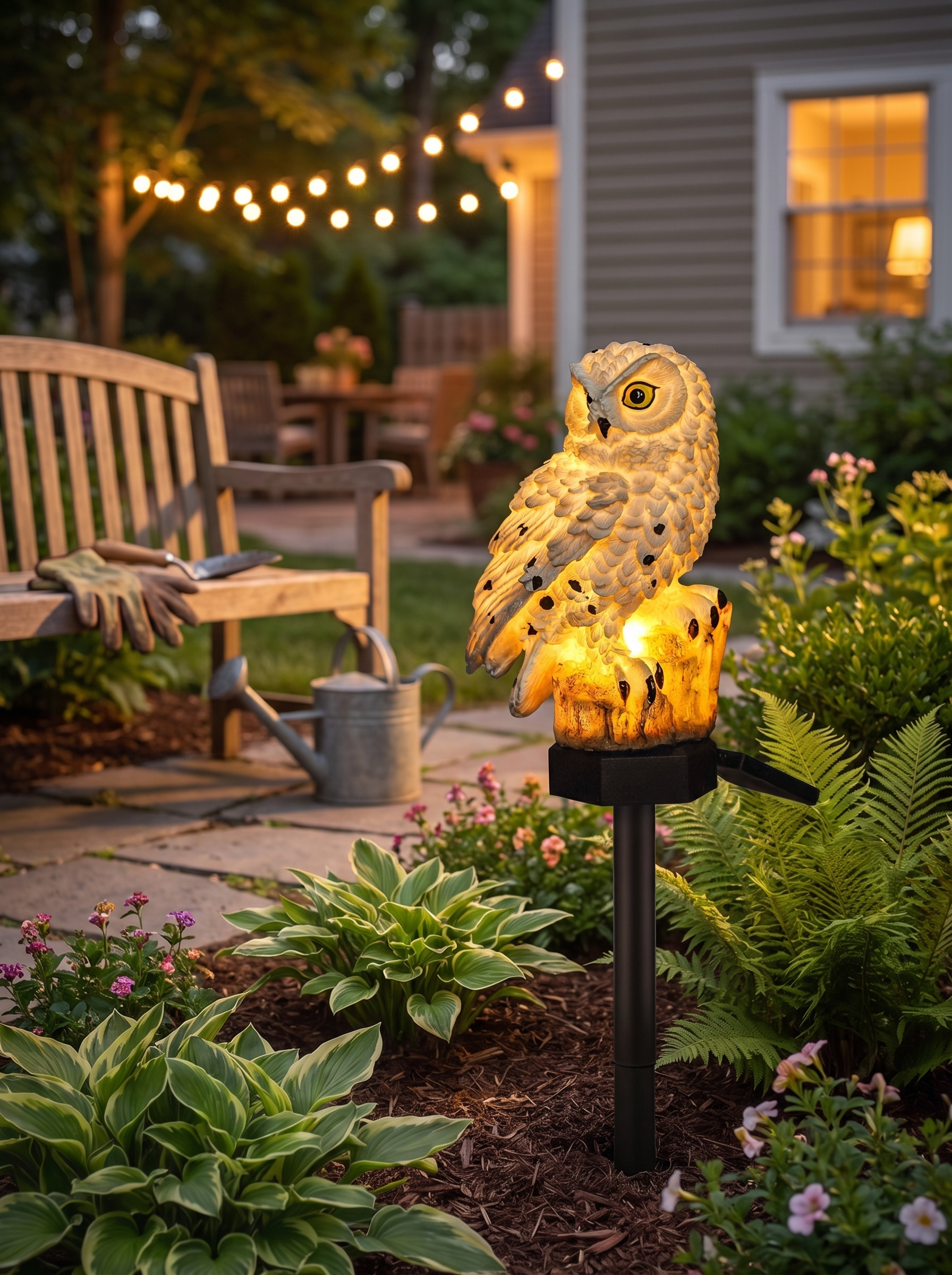 Garden Light Solar Owl Outdoor Pathway Stake Lamp lifestyle 1