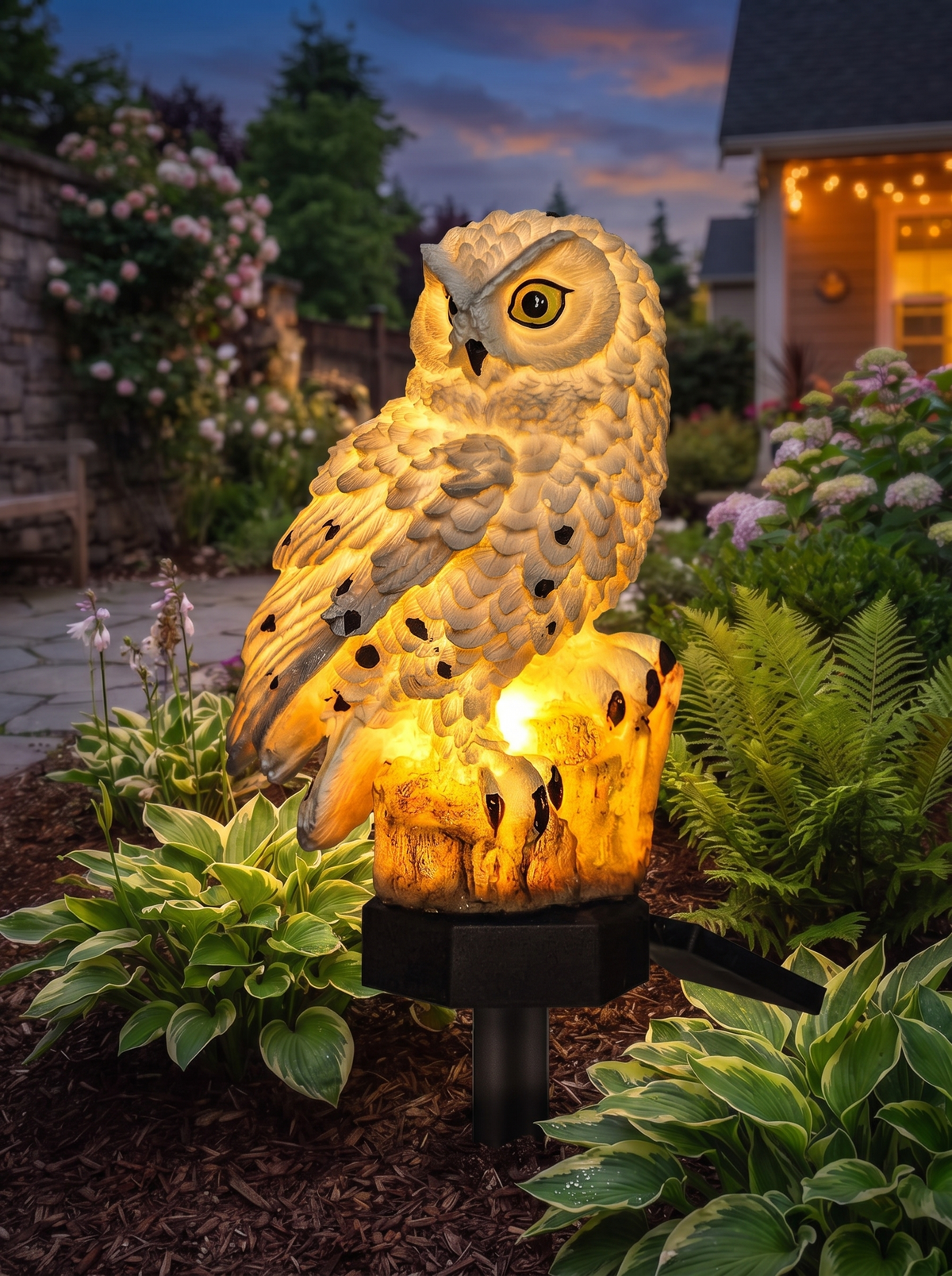 Garden Light Solar Owl Outdoor Pathway Stake Lamp lifestyle 2