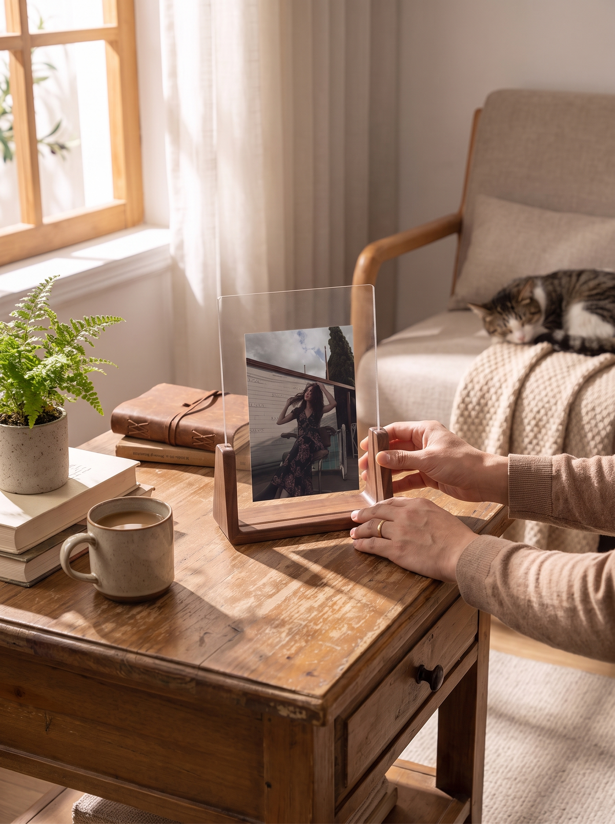 U-Shaped Acrylic & Wood Photo Frame lifestyle 1