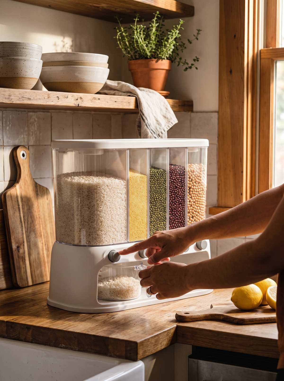 Multi-Compartment Kitchen Grain Storage Container lifestyle 2