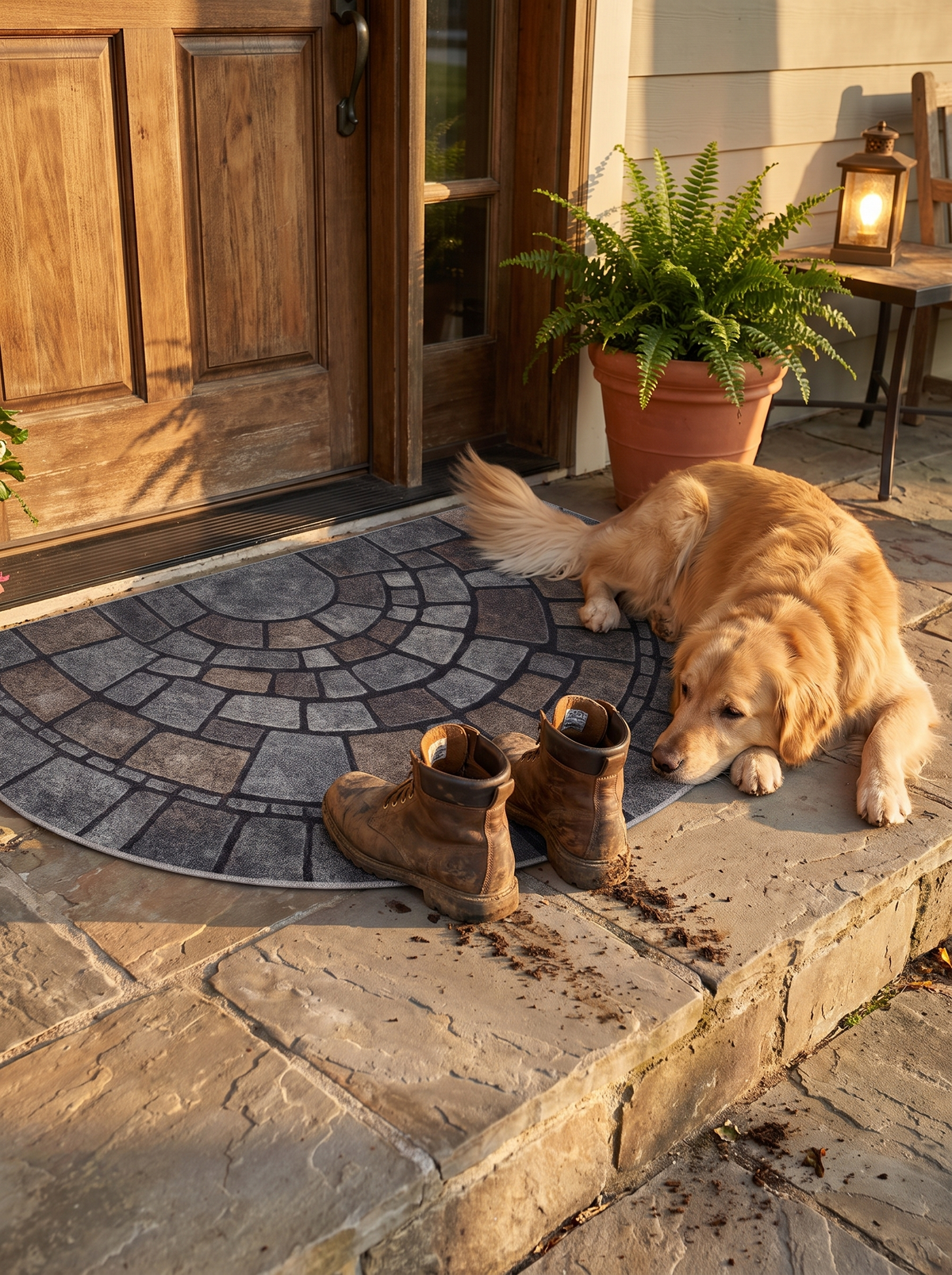 Half-Circle Mosaic Door Mat lifestyle 1