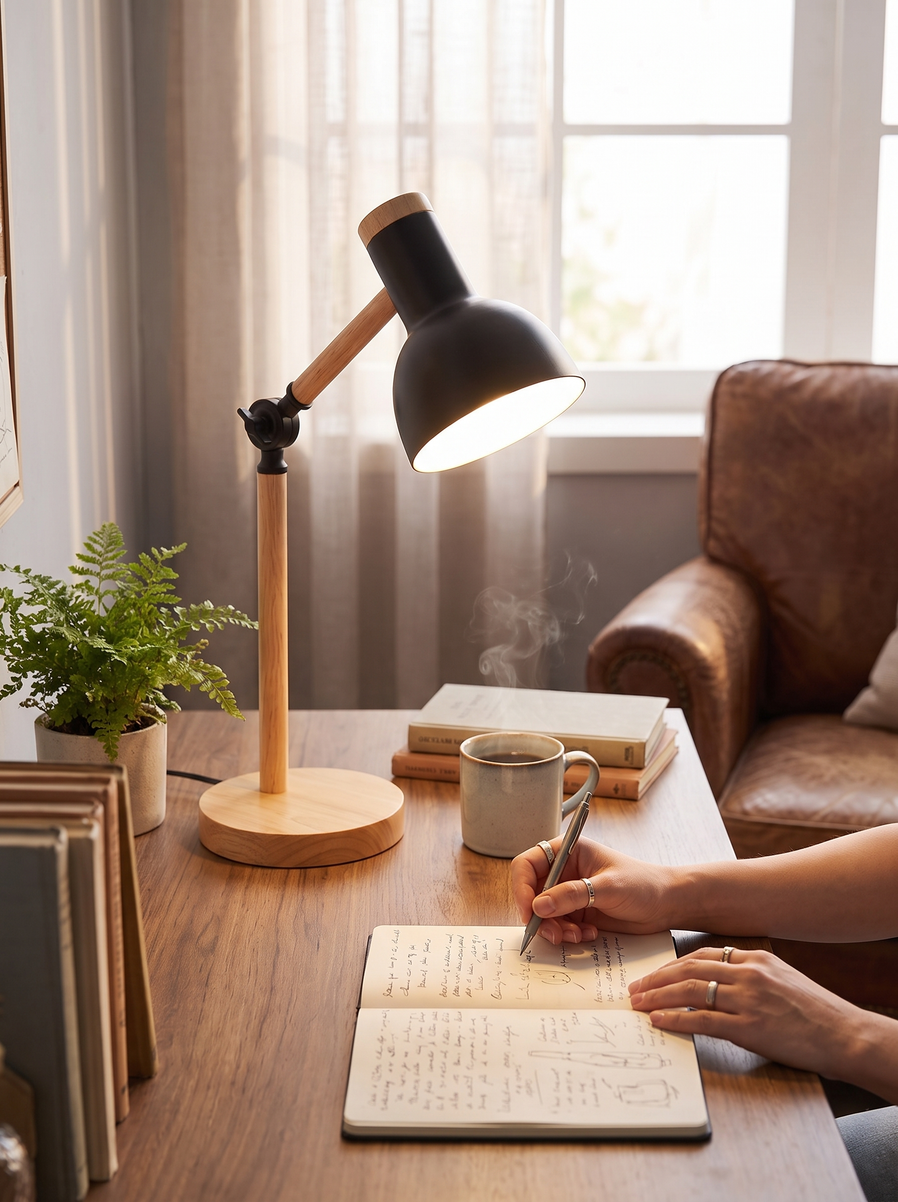 Nordic Wooden LED Desk Lamp lifestyle 1