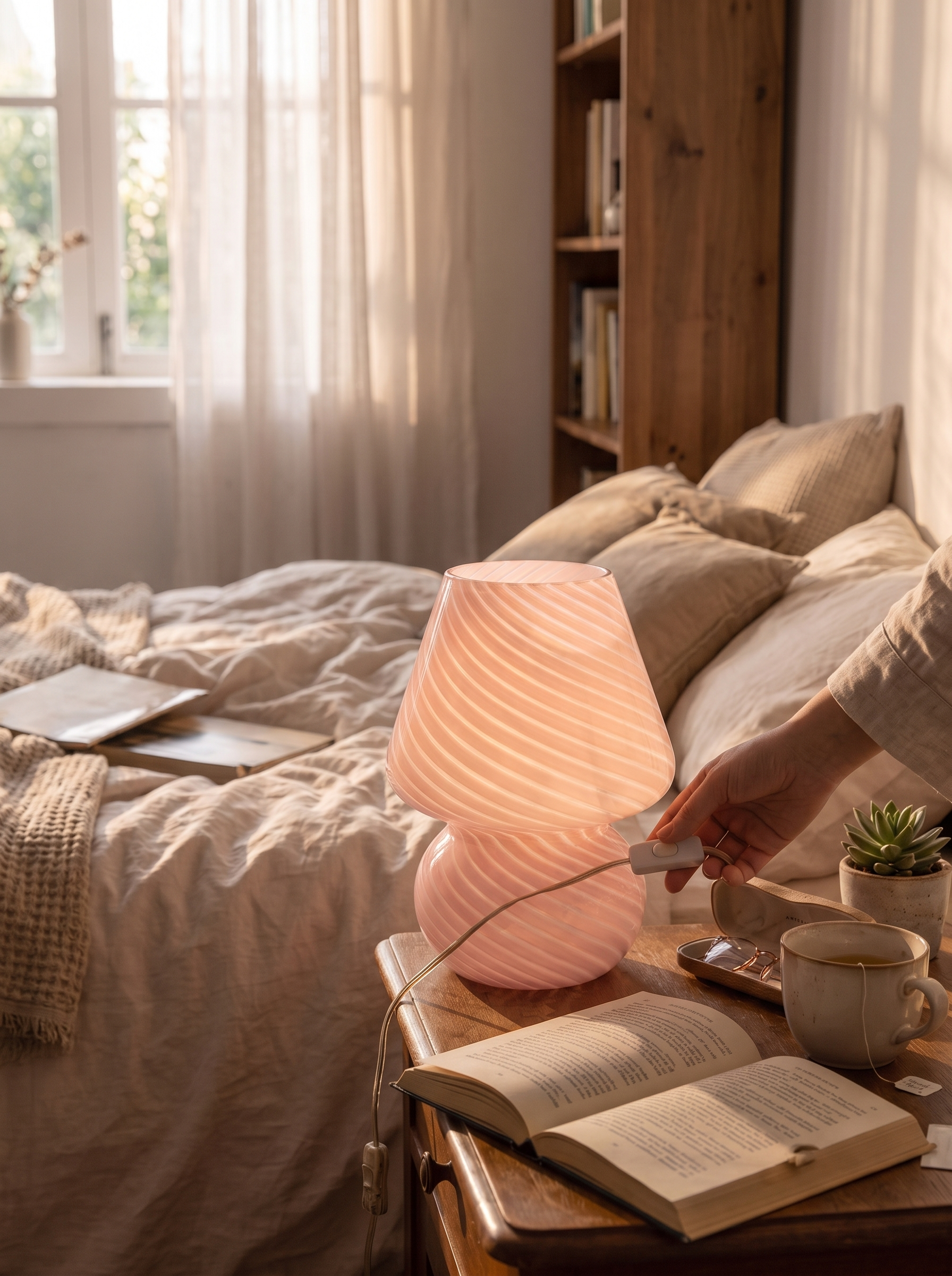 Murano-Style Glass Mushroom Lamp lifestyle 2
