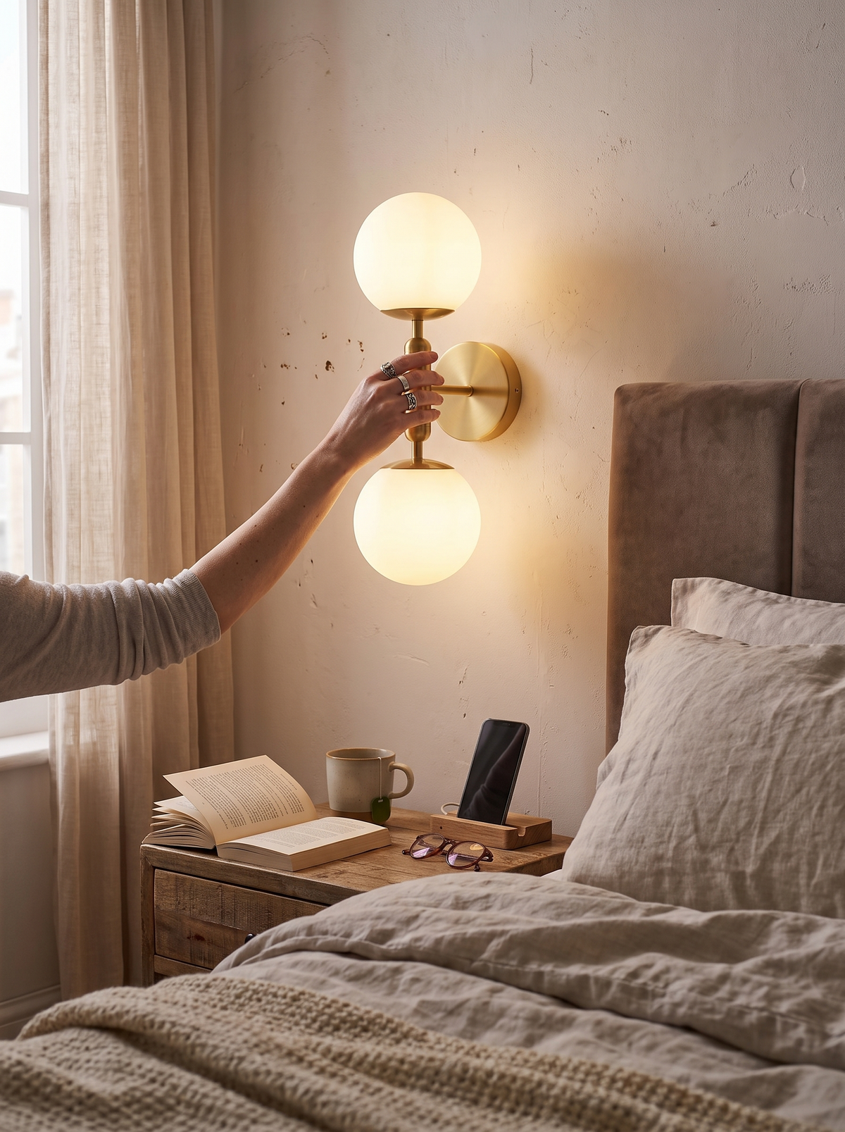 Modern Glass Globe Wall Sconce lifestyle 1