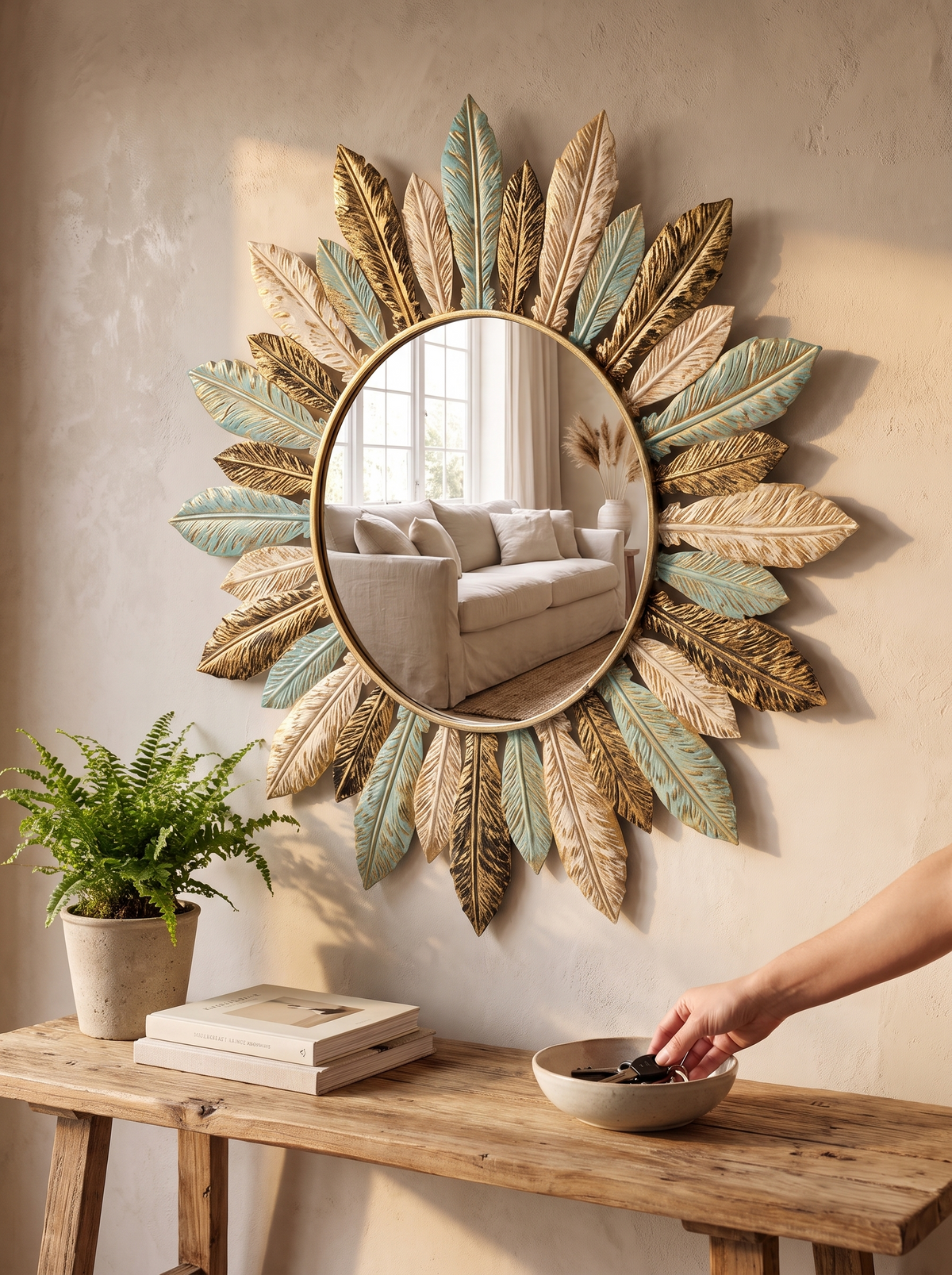 Bohemian Sunburst Metal Wall Mirror lifestyle 2